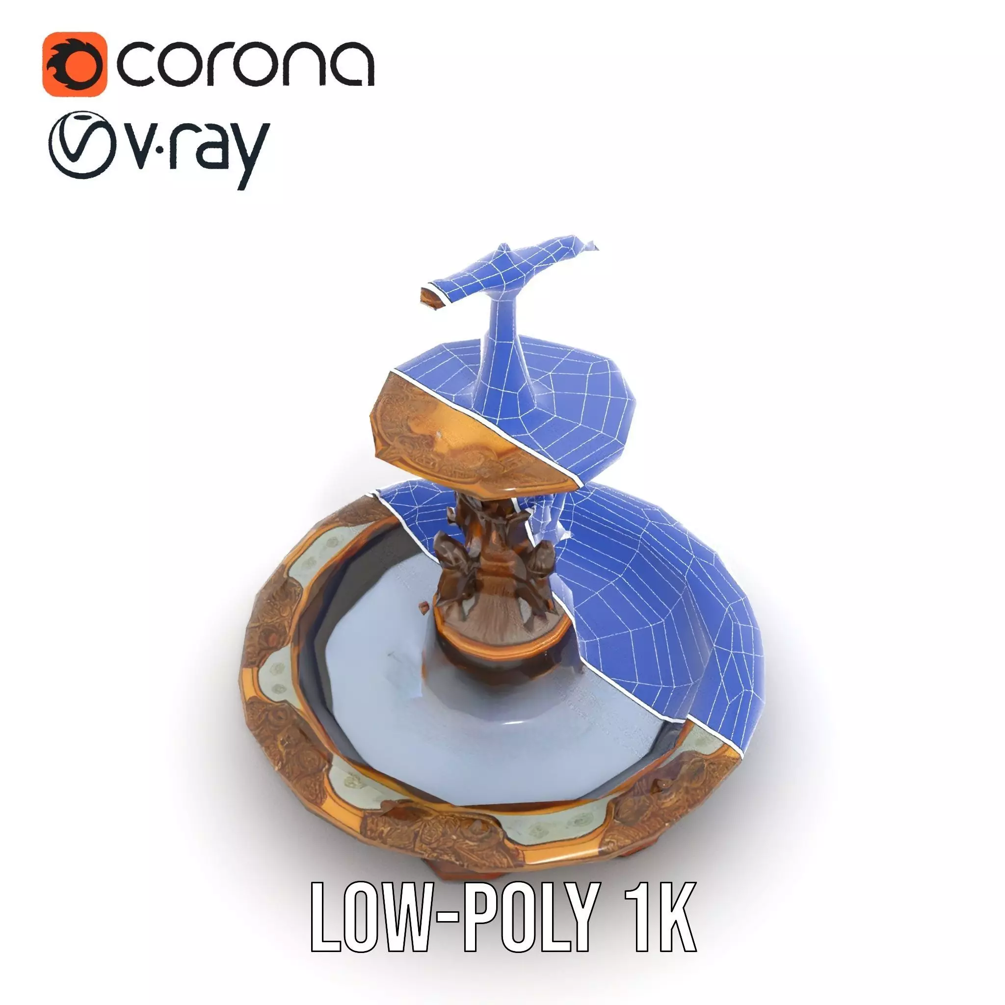Bronze Ornate Fountain model pack Low-poly 3D model_31