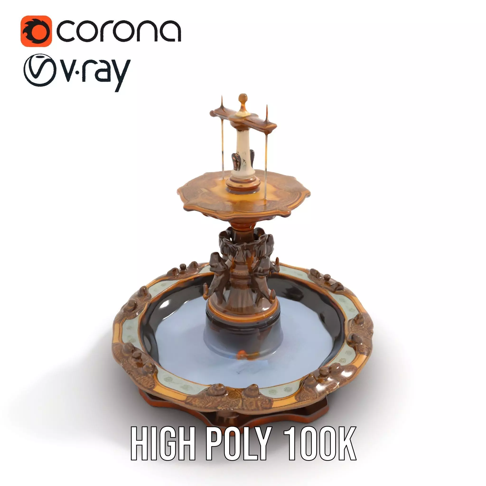 Bronze Ornate Fountain model pack Low-poly 3D model_23