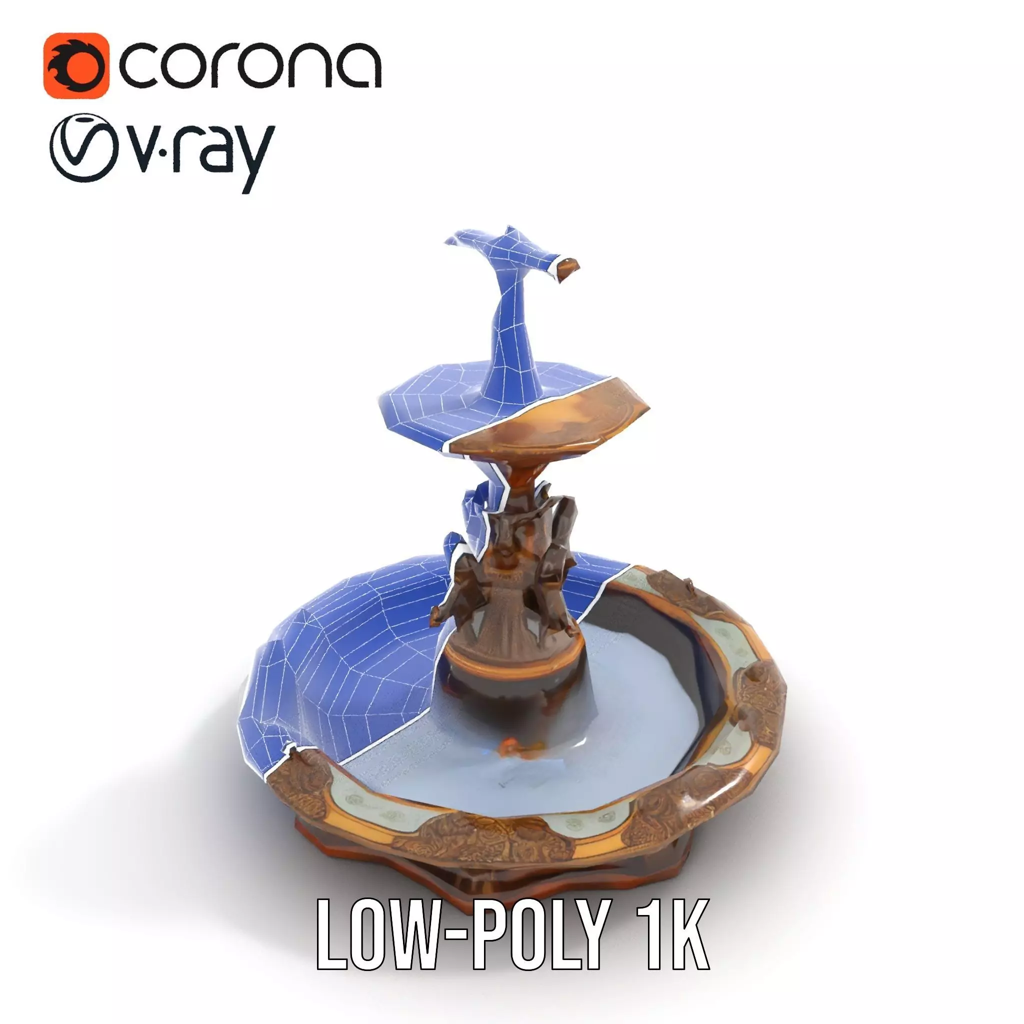 Bronze Ornate Fountain model pack Low-poly 3D model_25