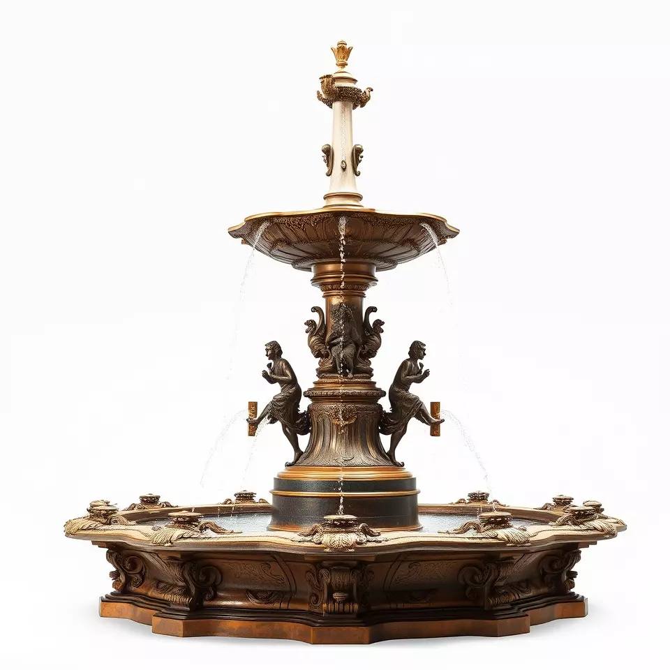 Bronze Ornate Fountain model pack Low-poly 3D model_2