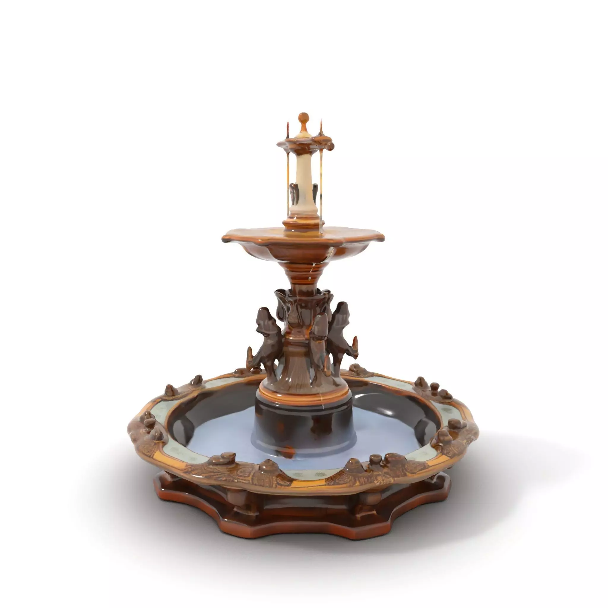 Bronze Ornate Fountain model pack Low-poly 3D model_0