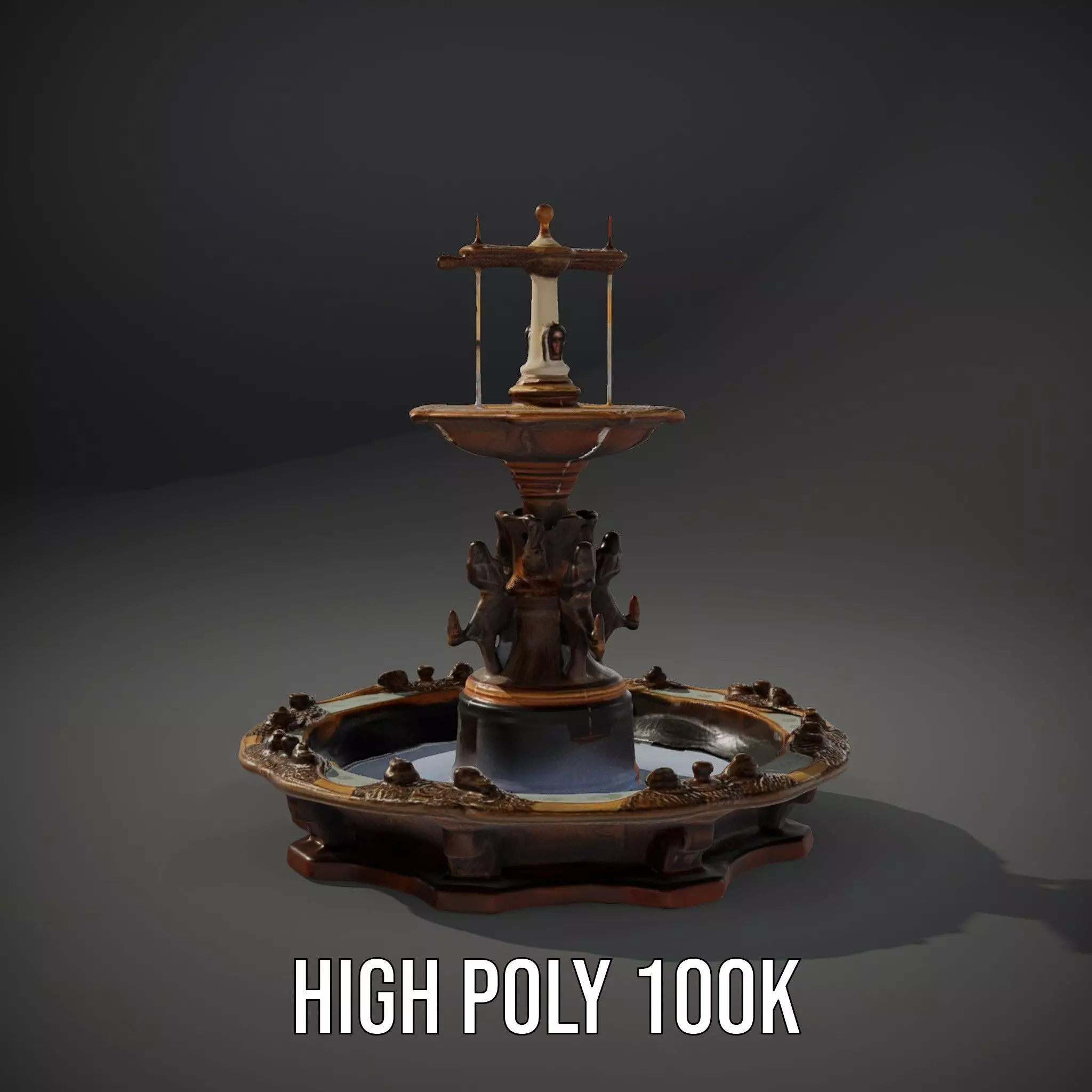 Bronze Ornate Fountain model pack Low-poly 3D model_10