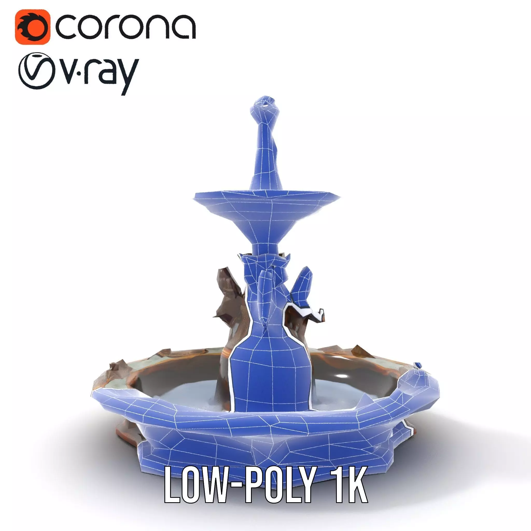 Bronze Ornate Fountain model pack Low-poly 3D model_19