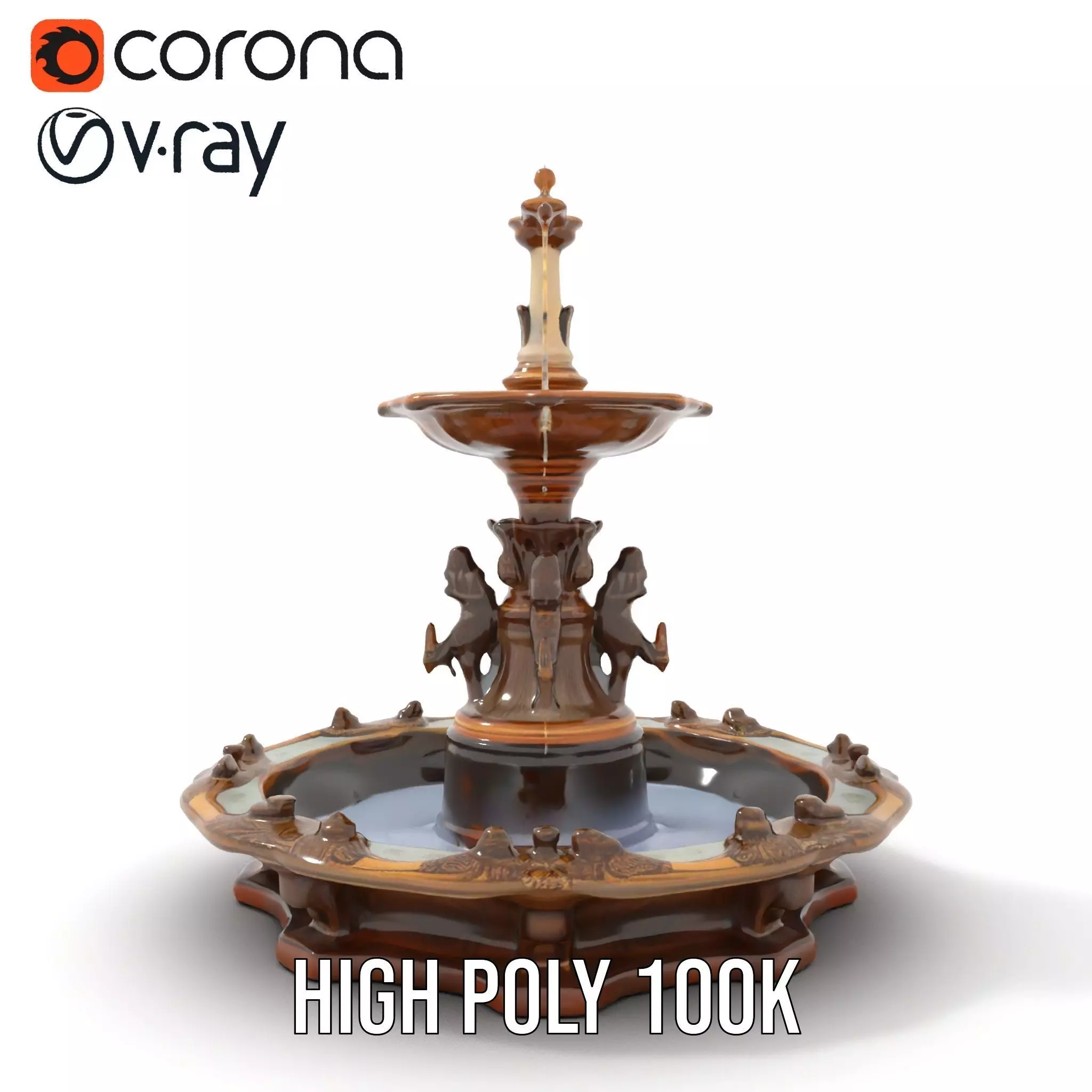 Bronze Ornate Fountain model pack Low-poly 3D model_20