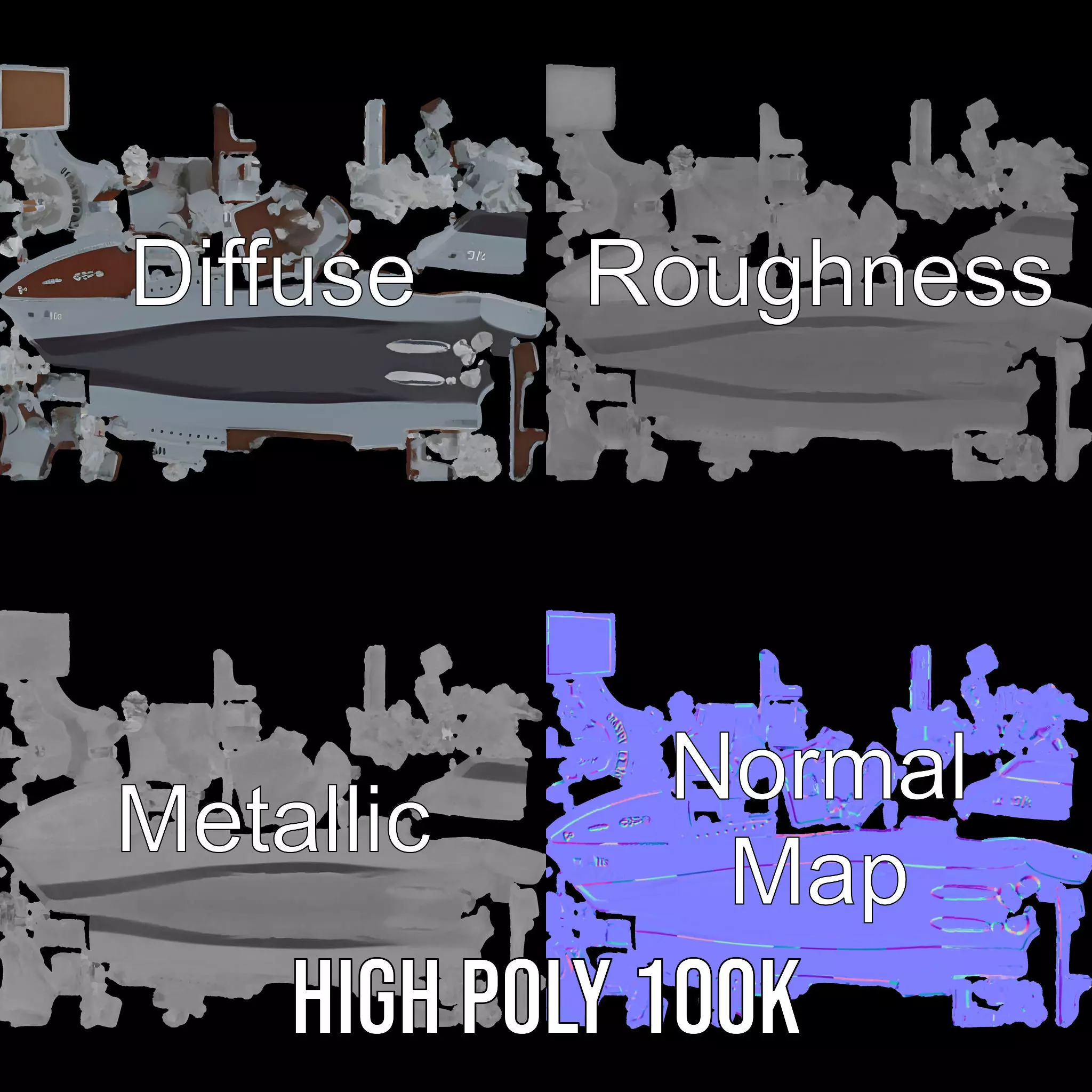 Stealth Gray Battleship model pack Low-poly 3D model_3