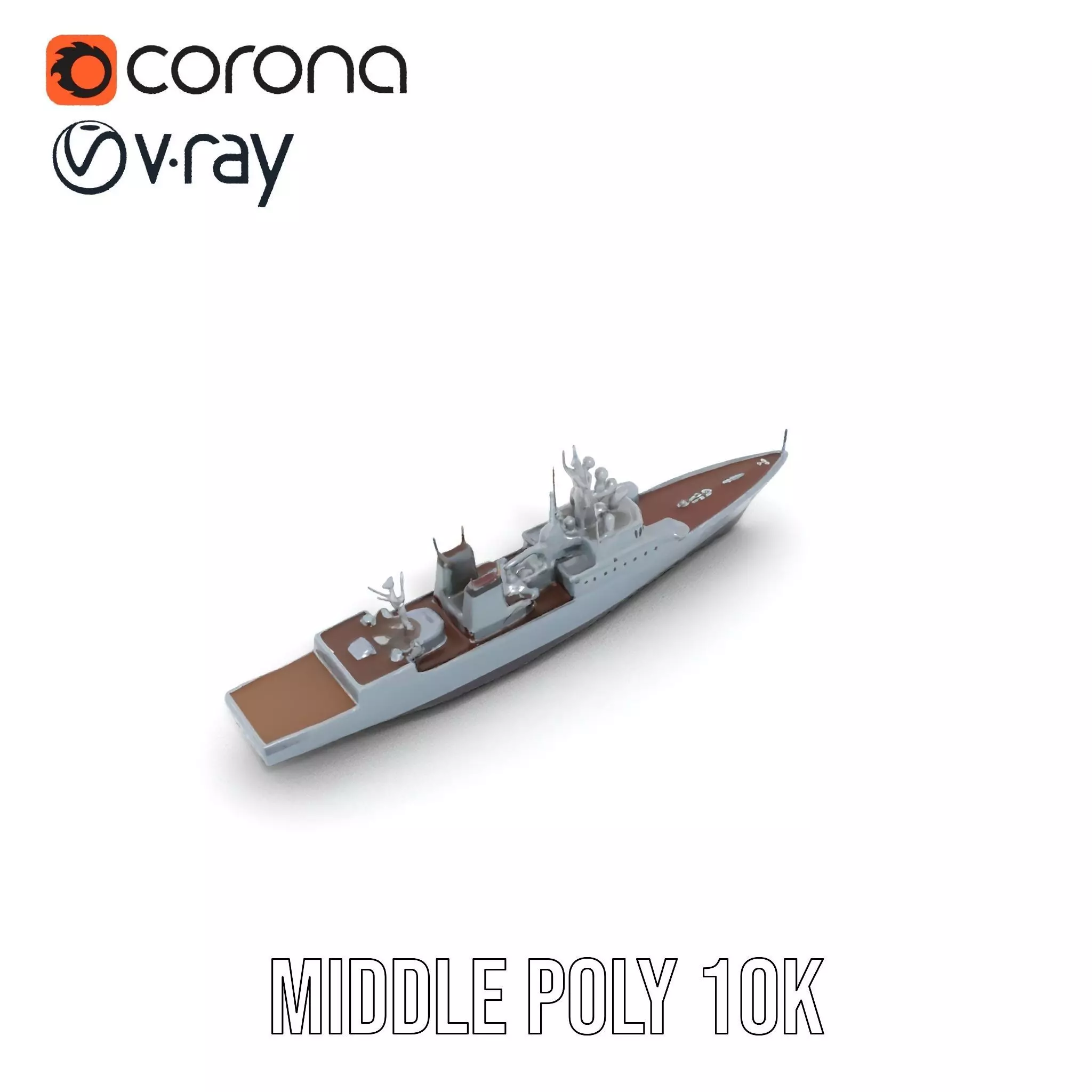 Stealth Gray Battleship model pack Low-poly 3D model_11