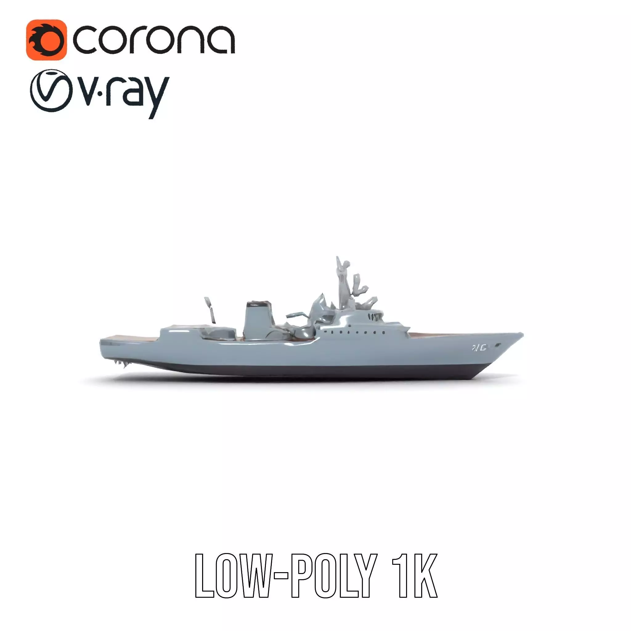 Stealth Gray Battleship model pack Low-poly 3D model_19