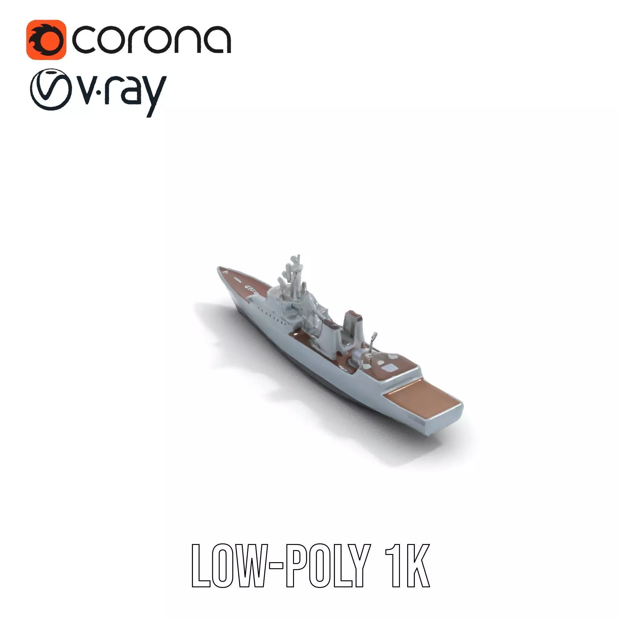 Stealth Gray Battleship model pack Low-poly 3D model_7
