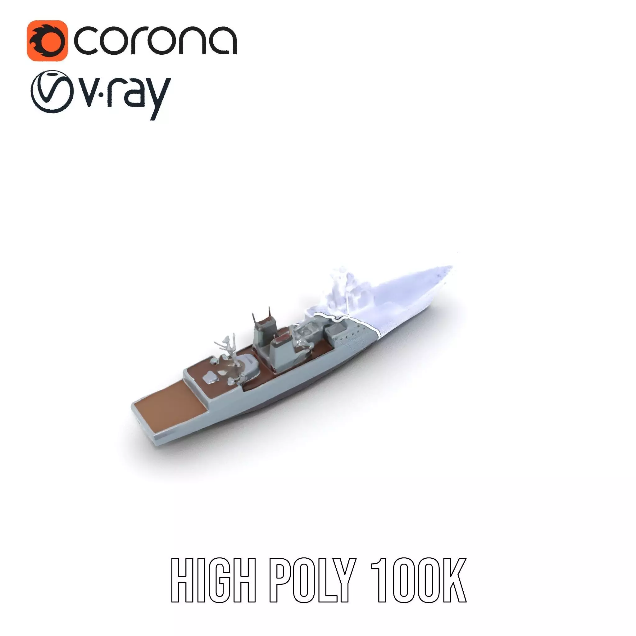 Stealth Gray Battleship model pack Low-poly 3D model_34
