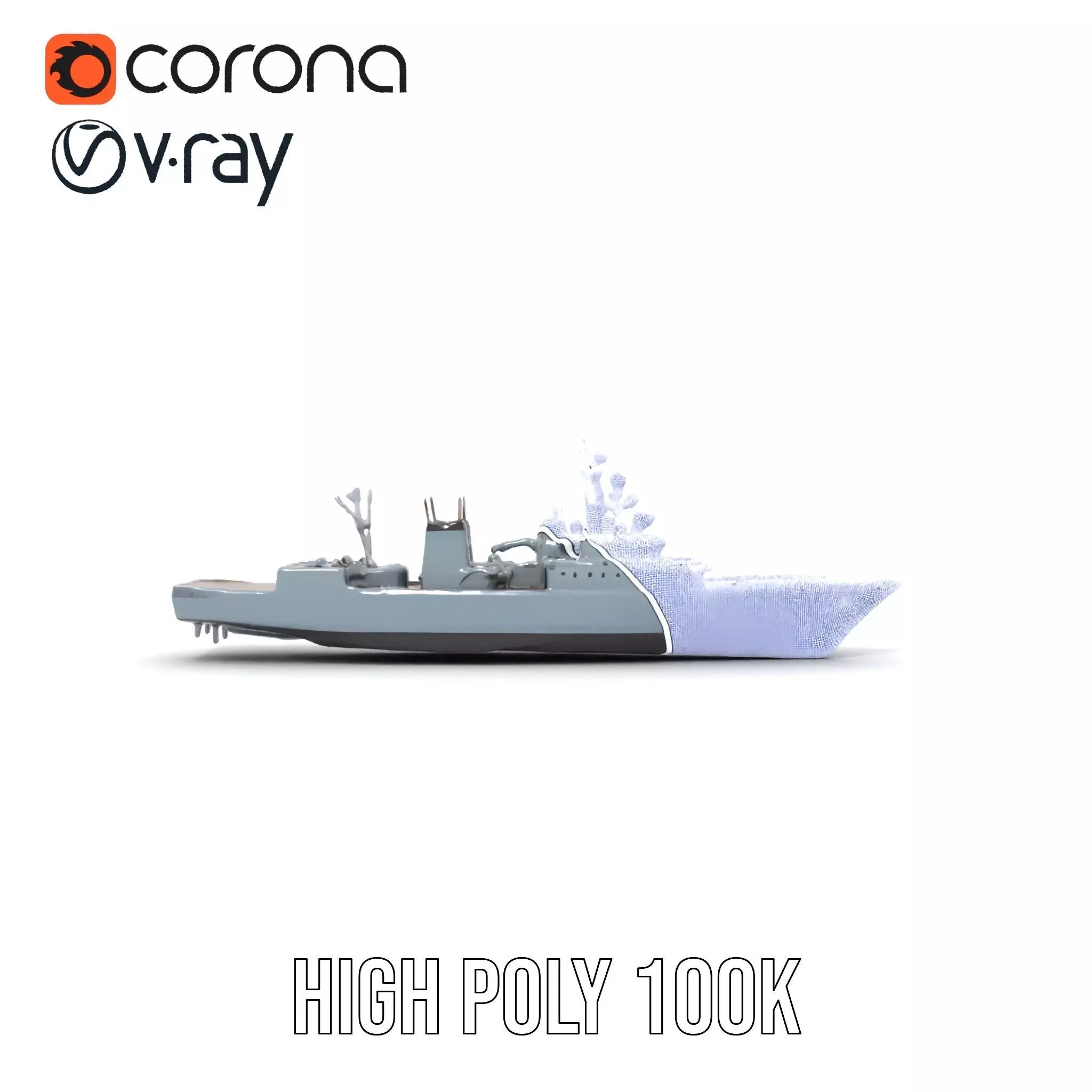 Stealth Gray Battleship model pack Low-poly 3D model_33