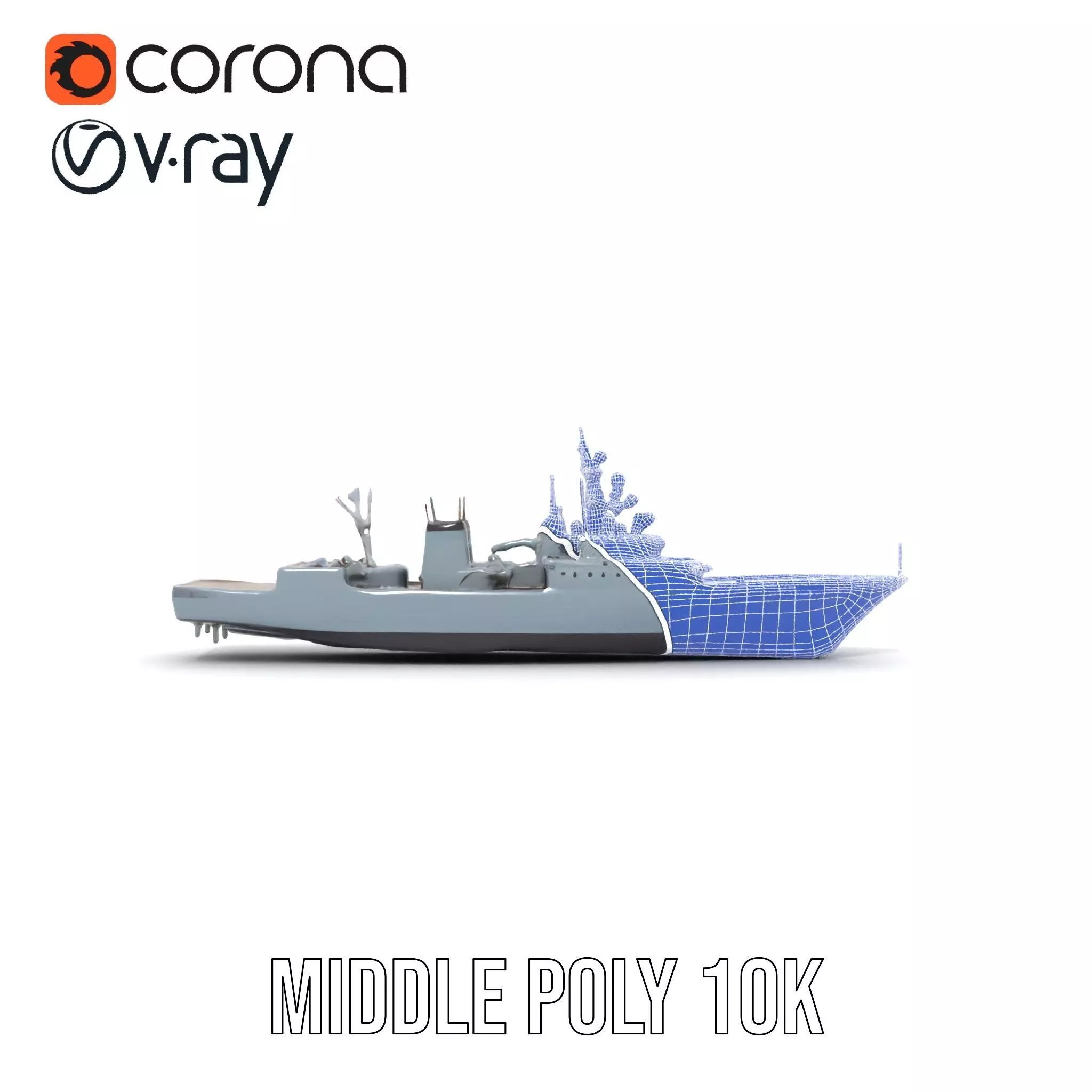 Stealth Gray Battleship model pack Low-poly 3D model_30
