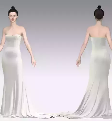 corset dress and fabric duchese satin silk  Low-poly 3D model