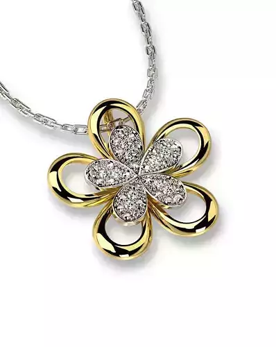 Flover Pendant vith gemstones FS 001 Free 3D print model