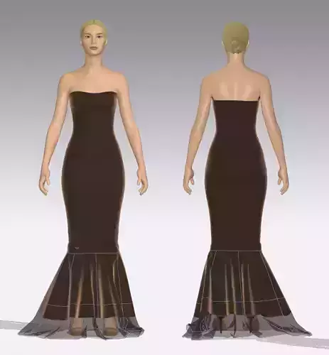 velour velvet fabric dress fish skirt detail vual