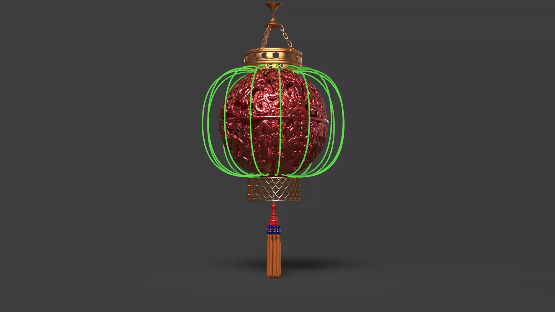 Chinese dragon ball lantern 3D model_0