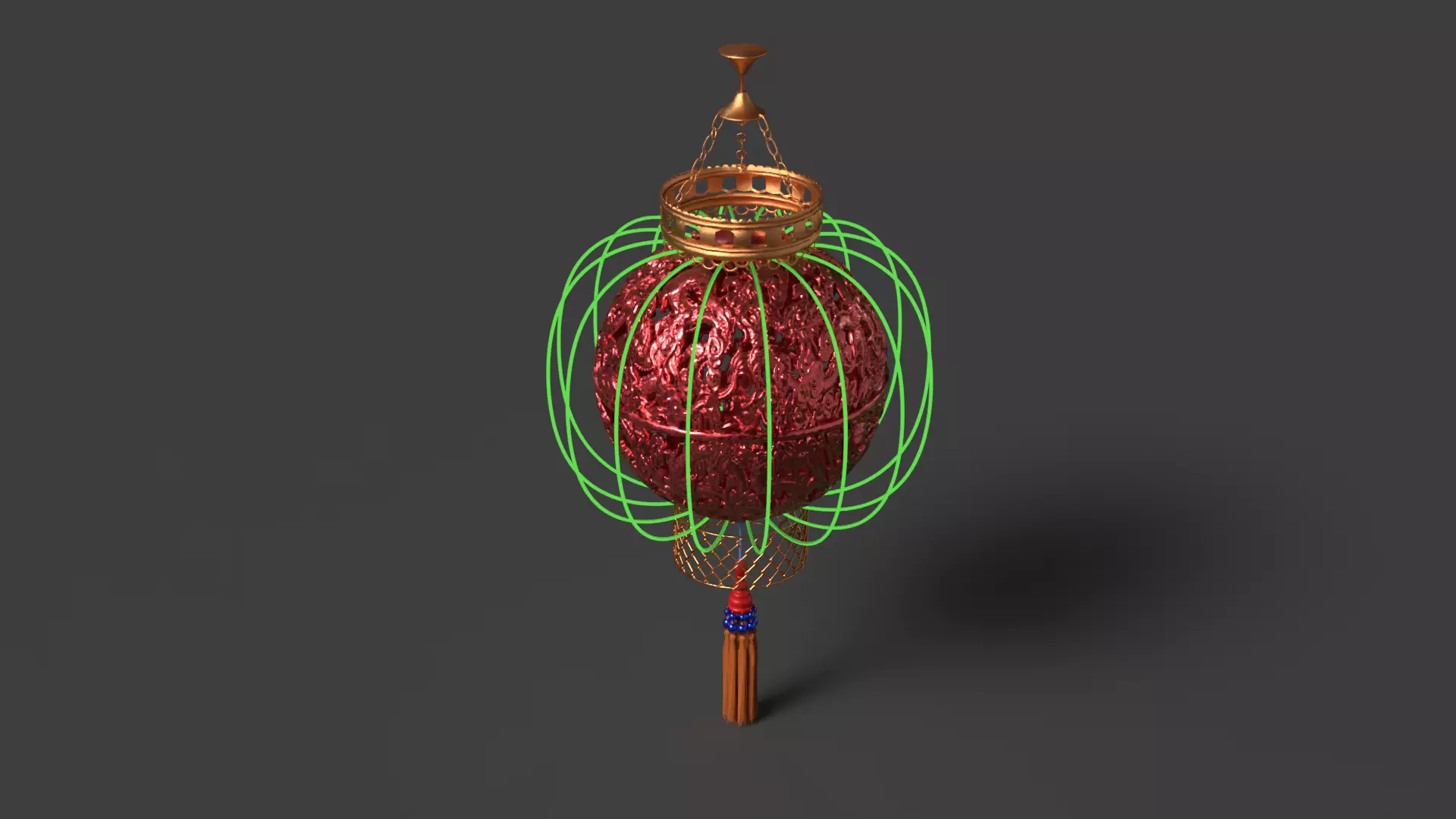 Chinese dragon ball lantern 3D model_4