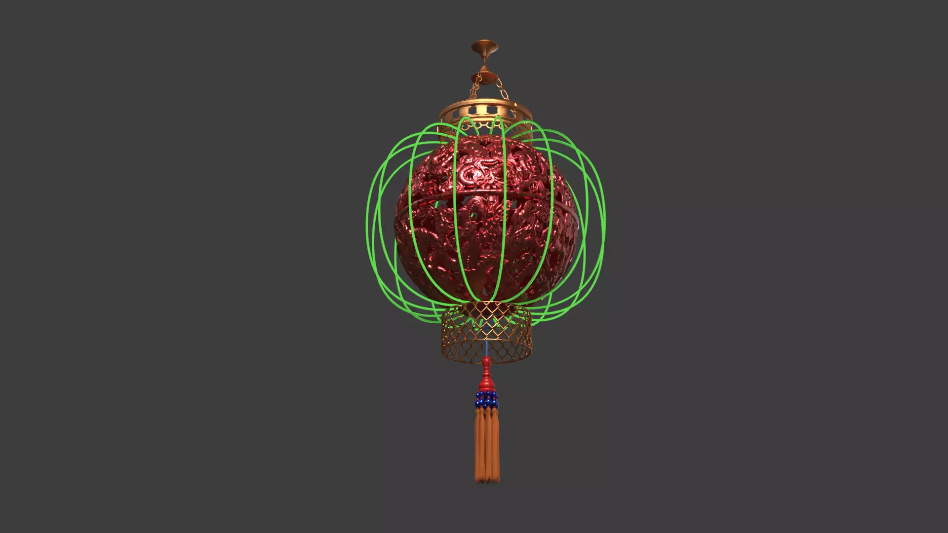 Chinese dragon ball lantern 3D model_5