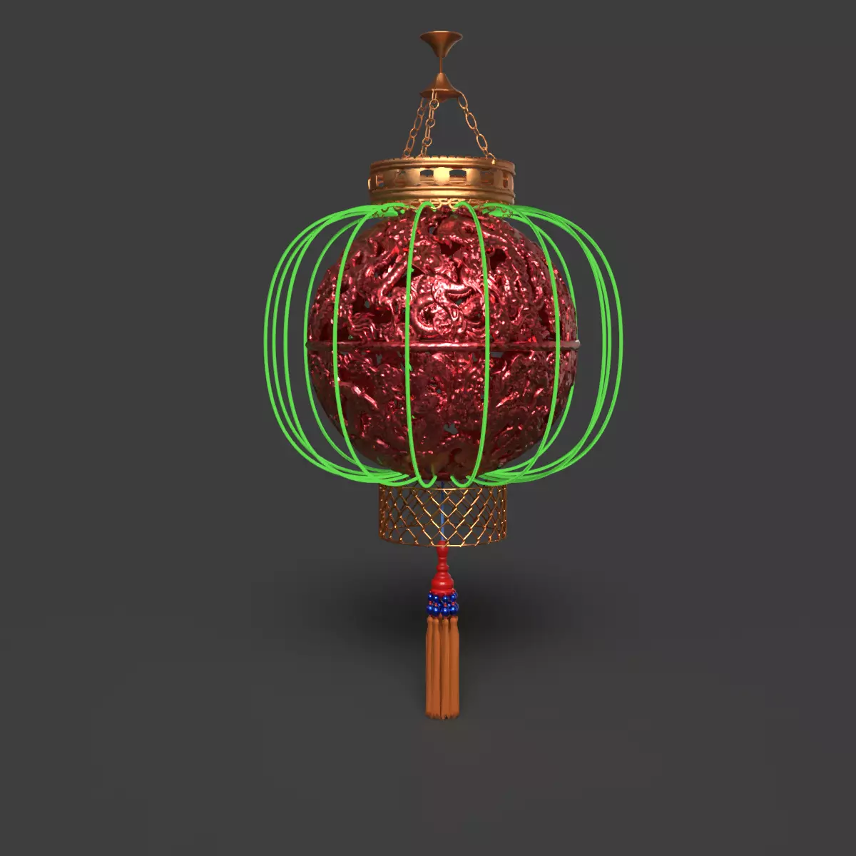 Chinese dragon ball lantern 3D model_6