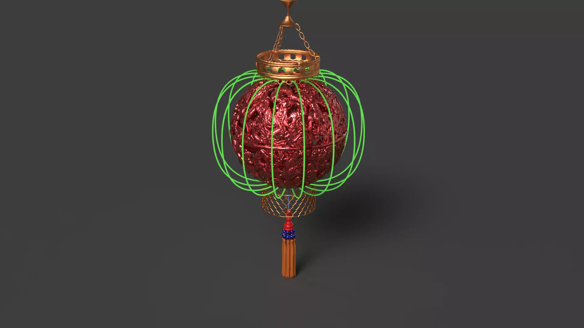 Chinese dragon ball lantern 3D model_2