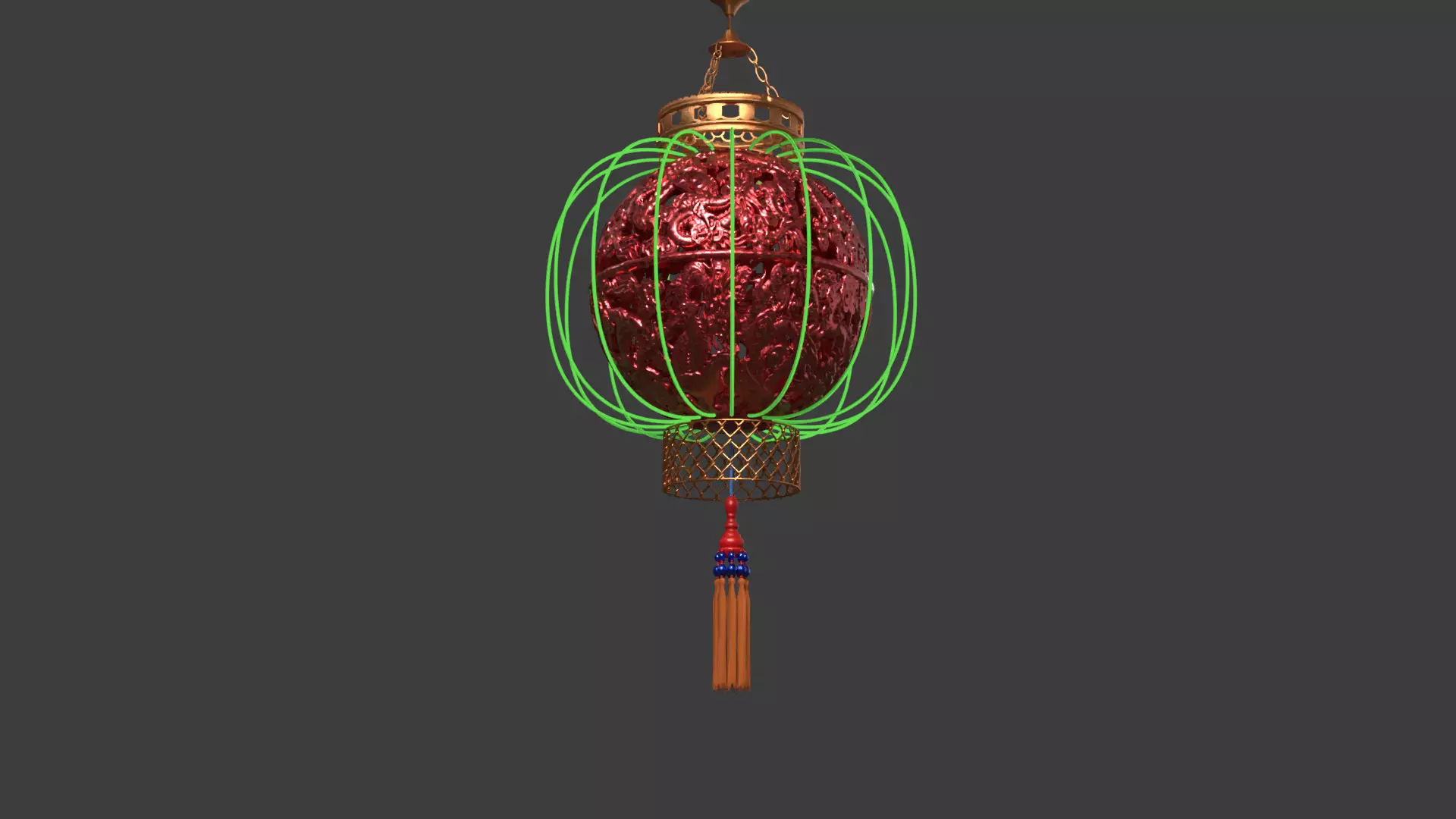 Chinese dragon ball lantern 3D model_3