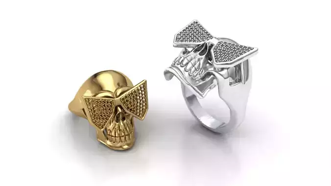  Skull Ring with Sunglasses