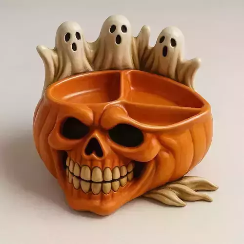 Haunted Pumpkin Ghost Bowl
