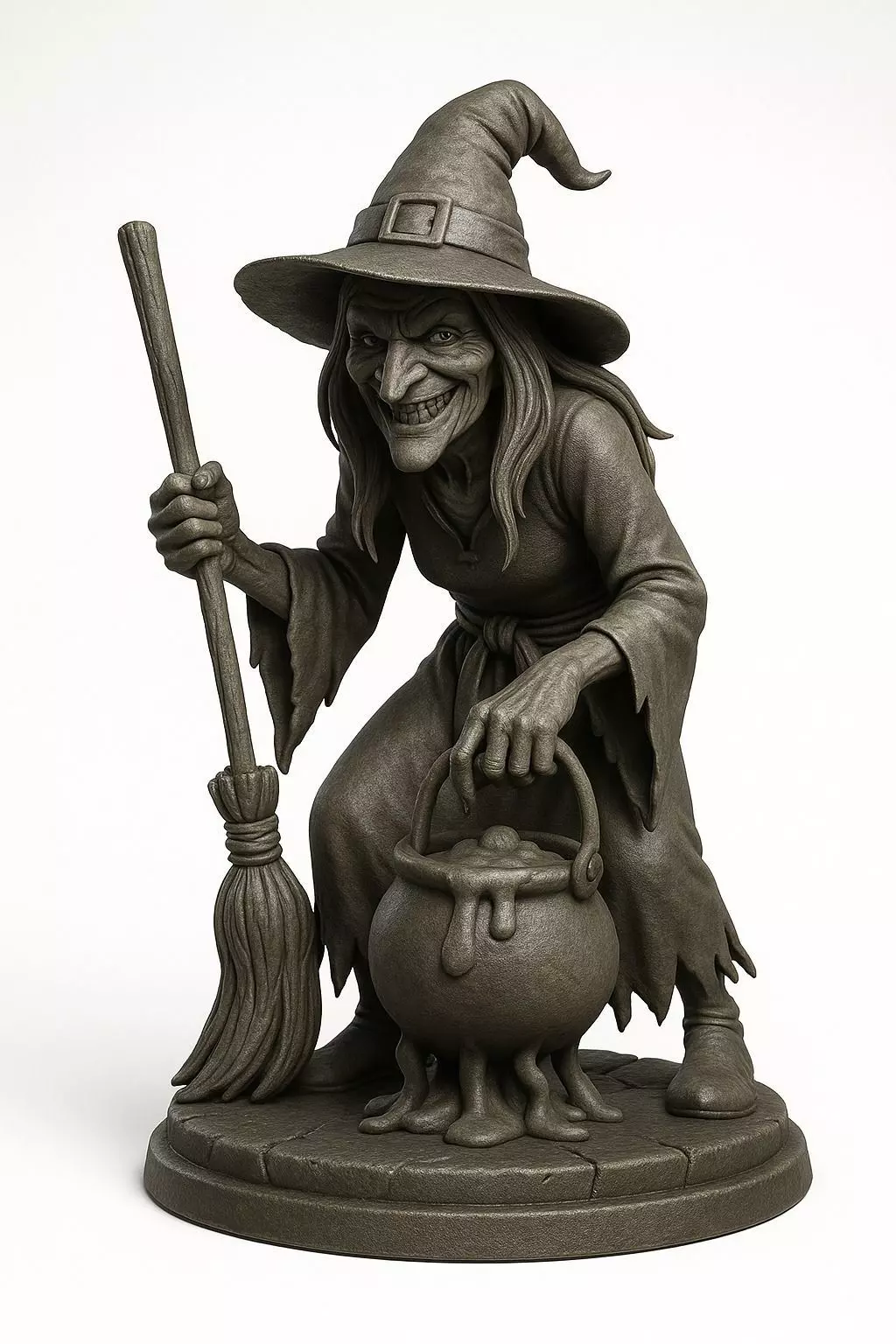 Wicked Witch with Cauldron Free 3D print model_0