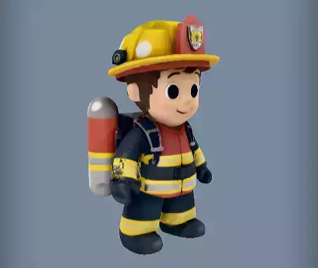 Cartoon firefighter figure 3D Model