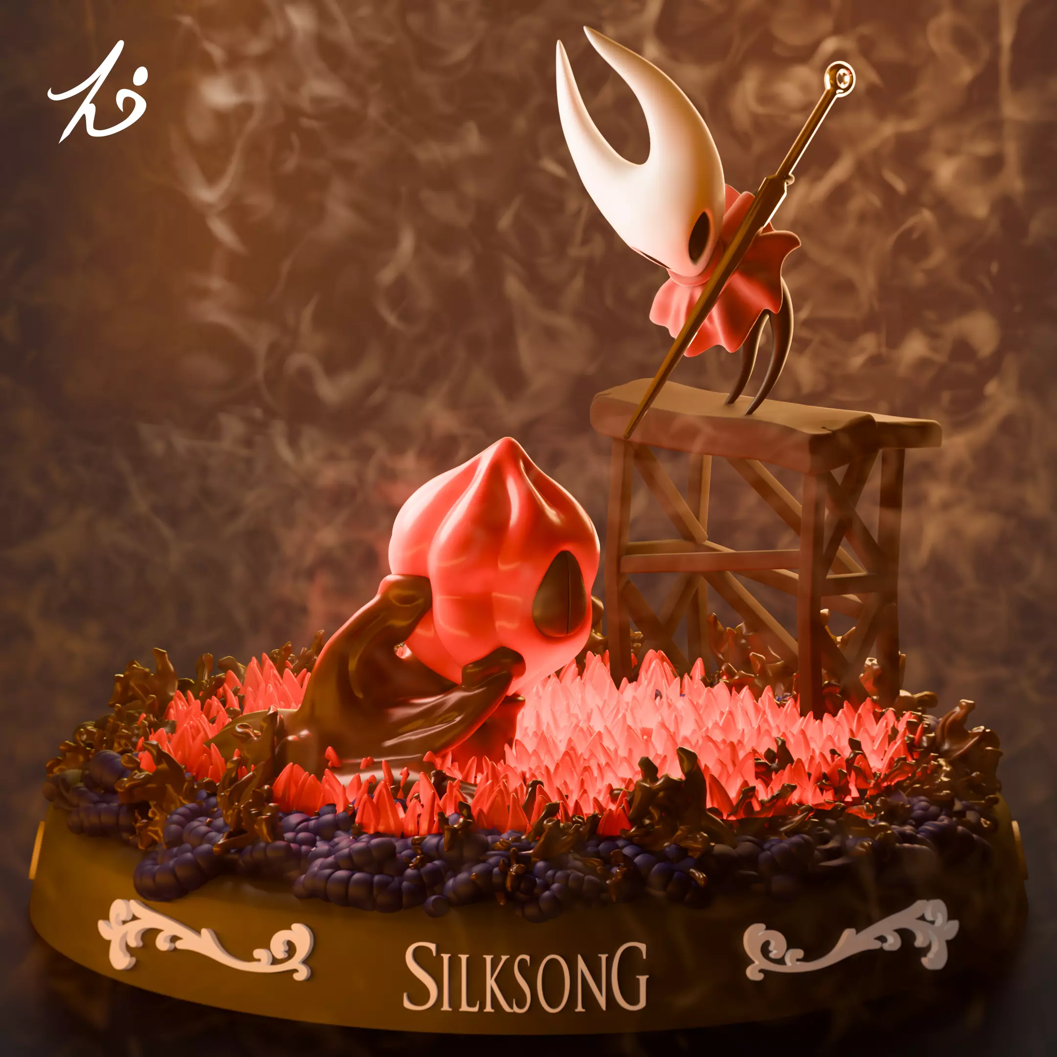 Hornet Red Flower - Hollow knight Silksong Diorama 3D print model_1