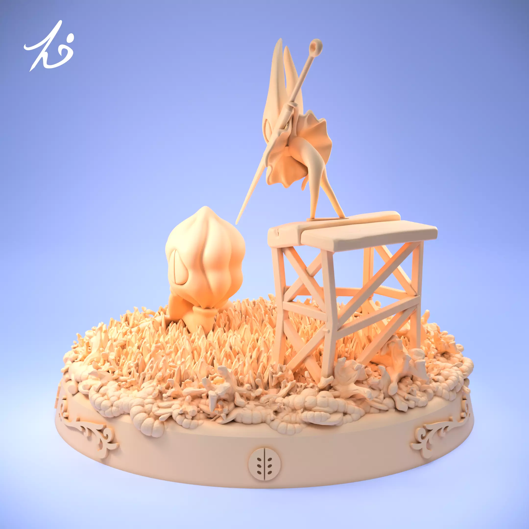 Hornet Red Flower - Hollow knight Silksong Diorama 3D print model_3