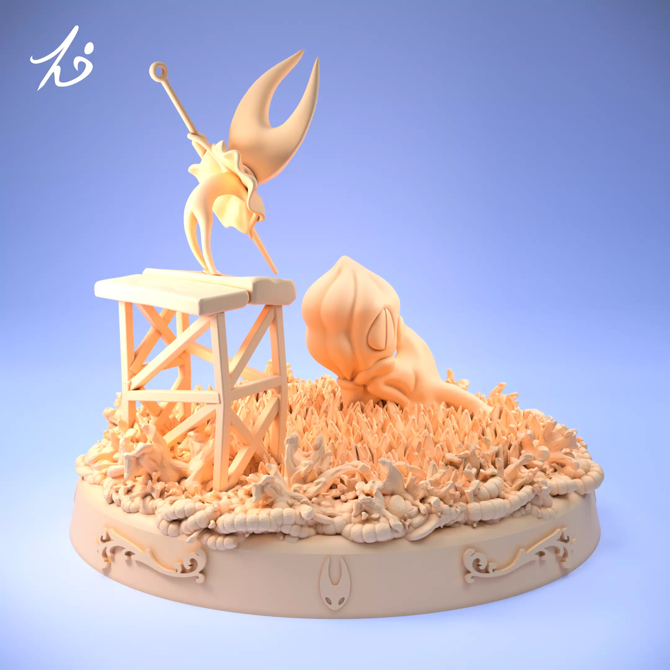Hornet Red Flower - Hollow knight Silksong Diorama 3D print model_4