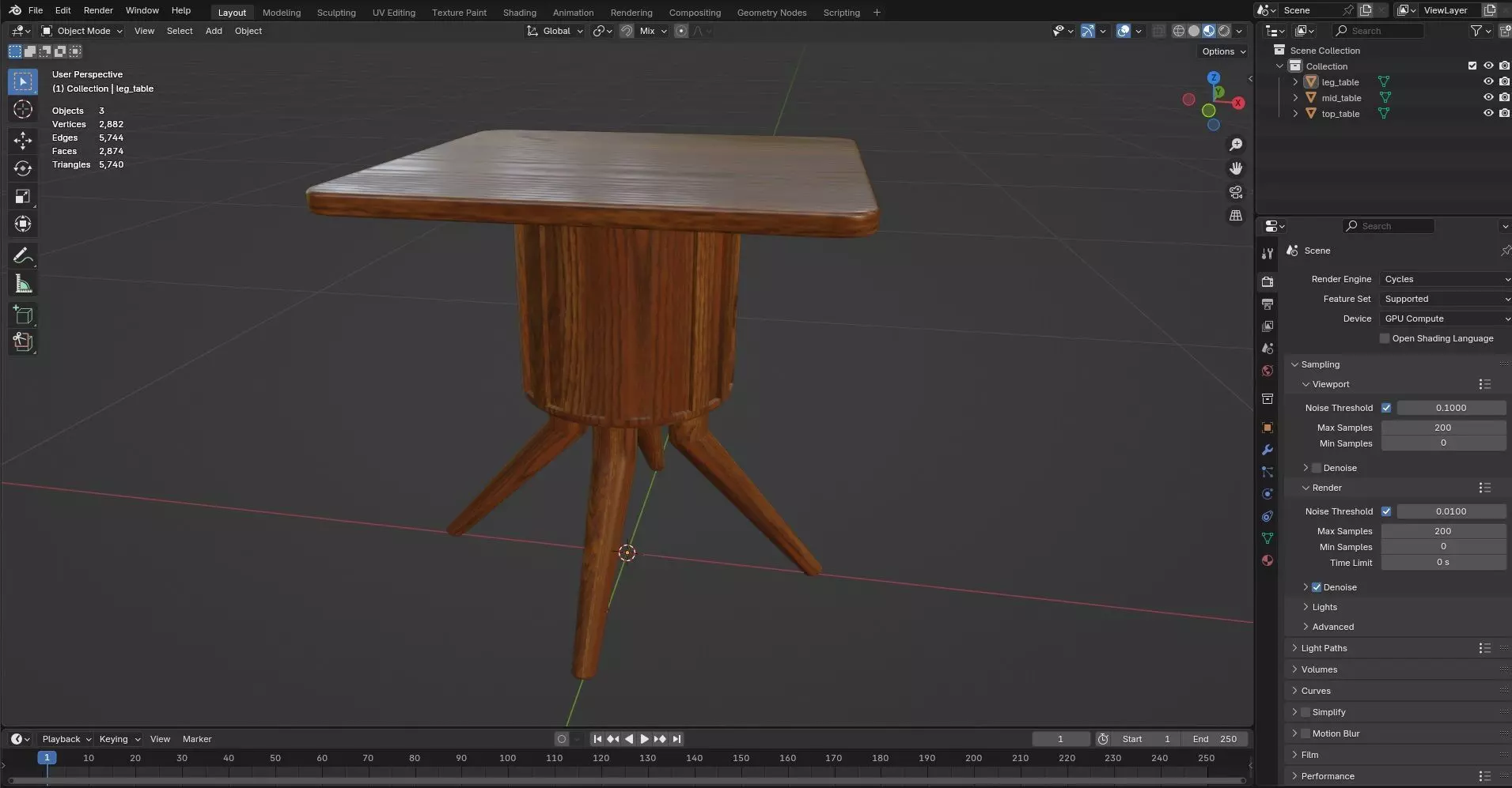 Square Table CG37 3D model_9