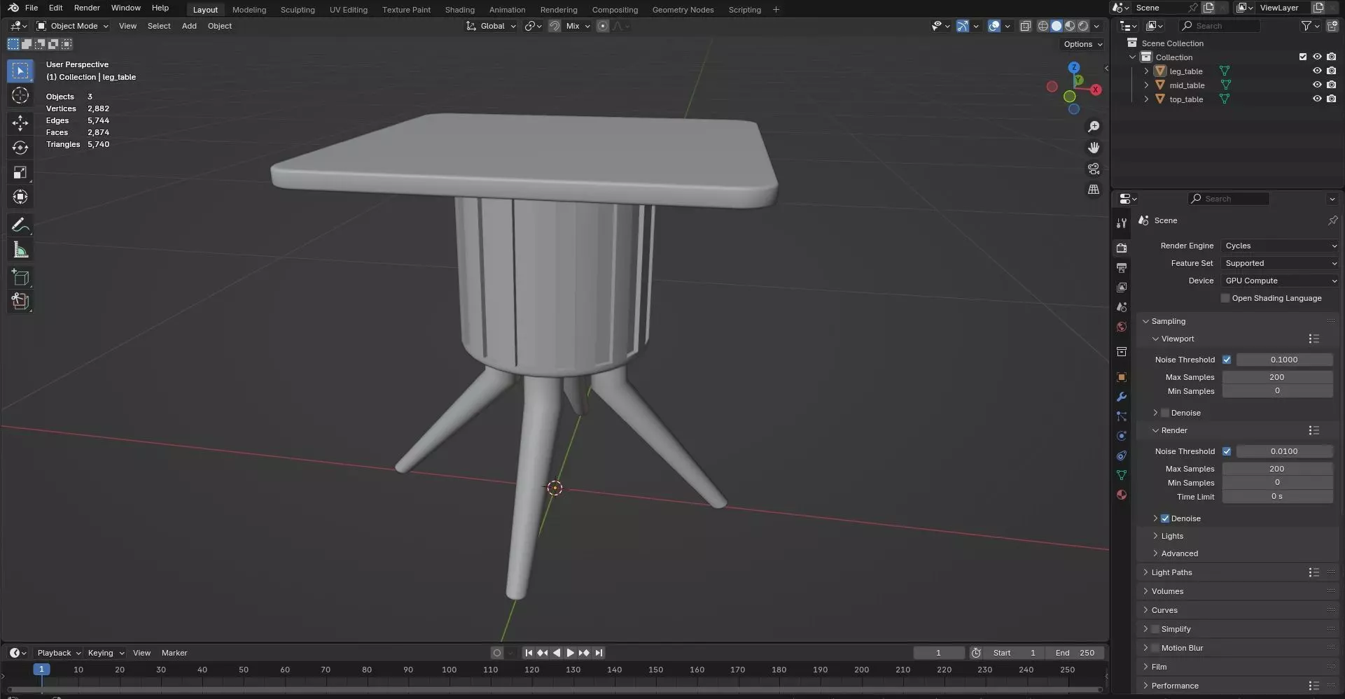 Square Table CG37 3D model_8