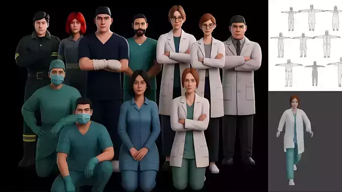 Medical Staff Character Pack  Doctors Nurses and Healthcare Team