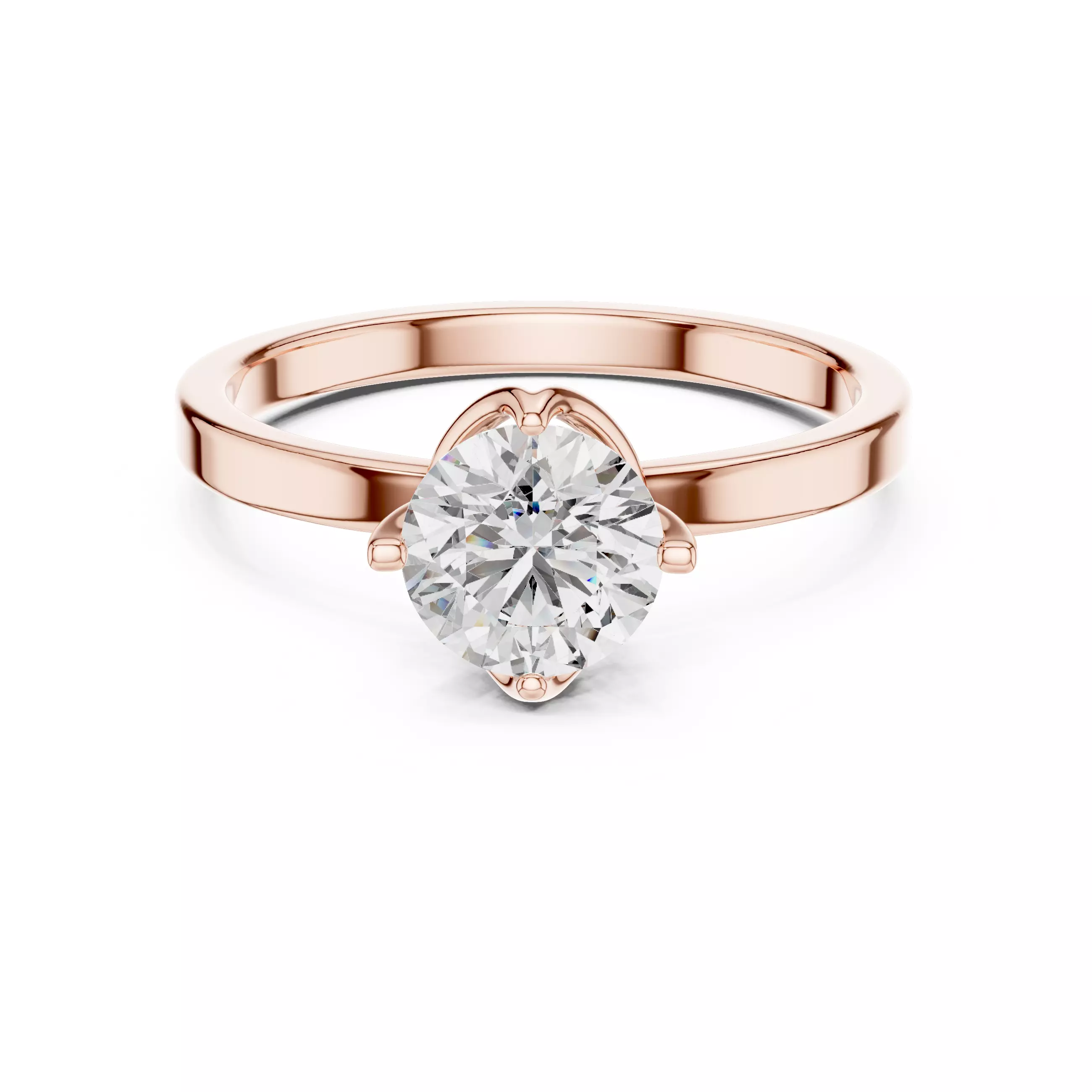 Solitaire Round Diamond Compass Prong Wedding Ring 3DM STL Video 3D print model