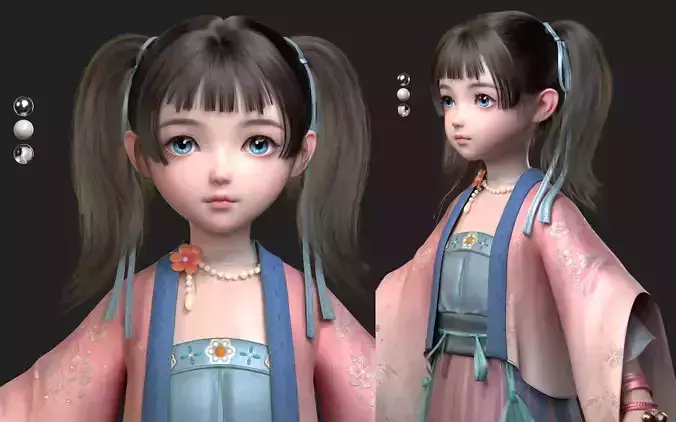 Chinese little Girl AsianGirl O022A 3D model 3D model