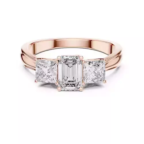 Three Stone Emerald and Princess Cut Diamond Ring 3DM STL Video