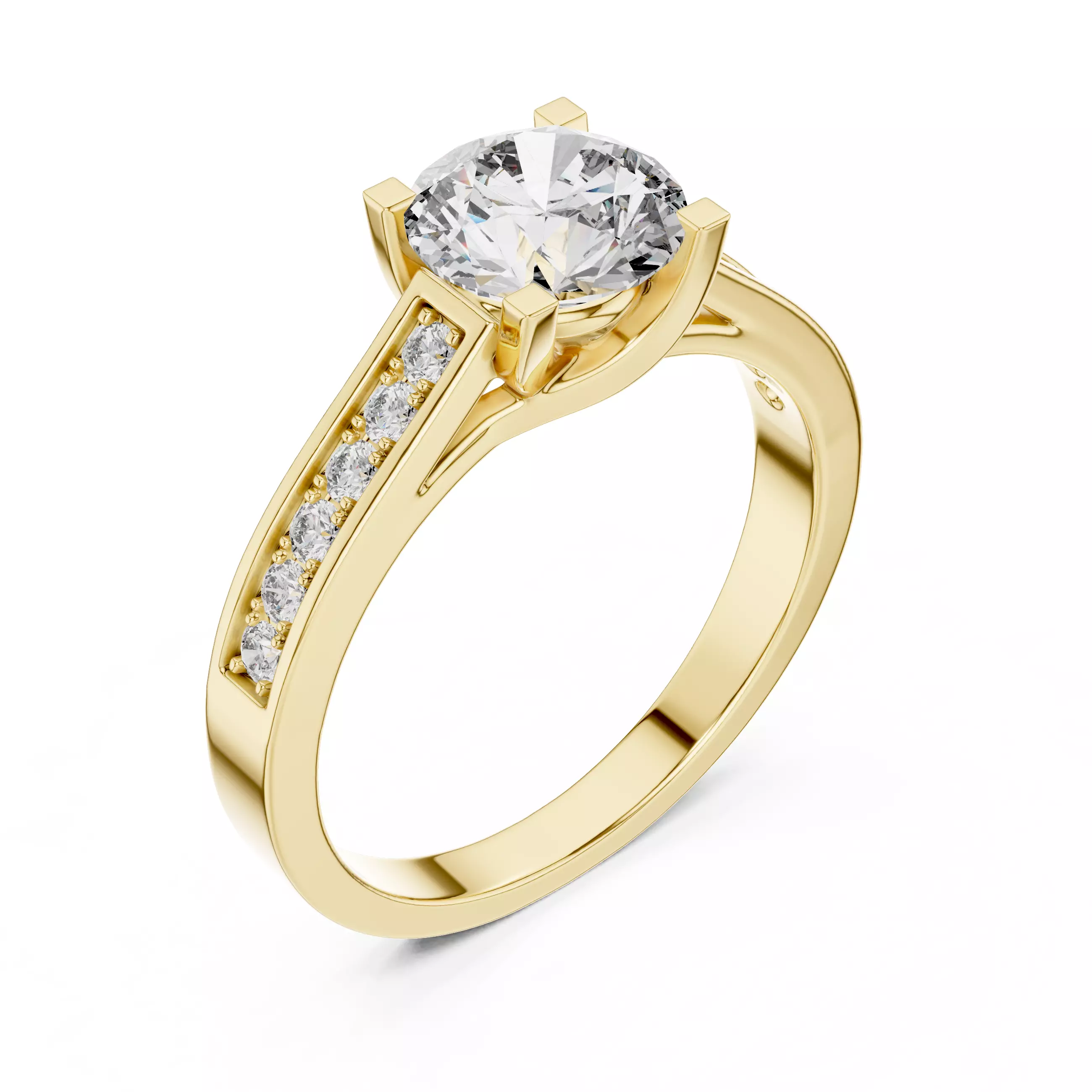 1CT Round Cut Diamond Engagement Wedding Ring 3DM STL Video 3D print model_7