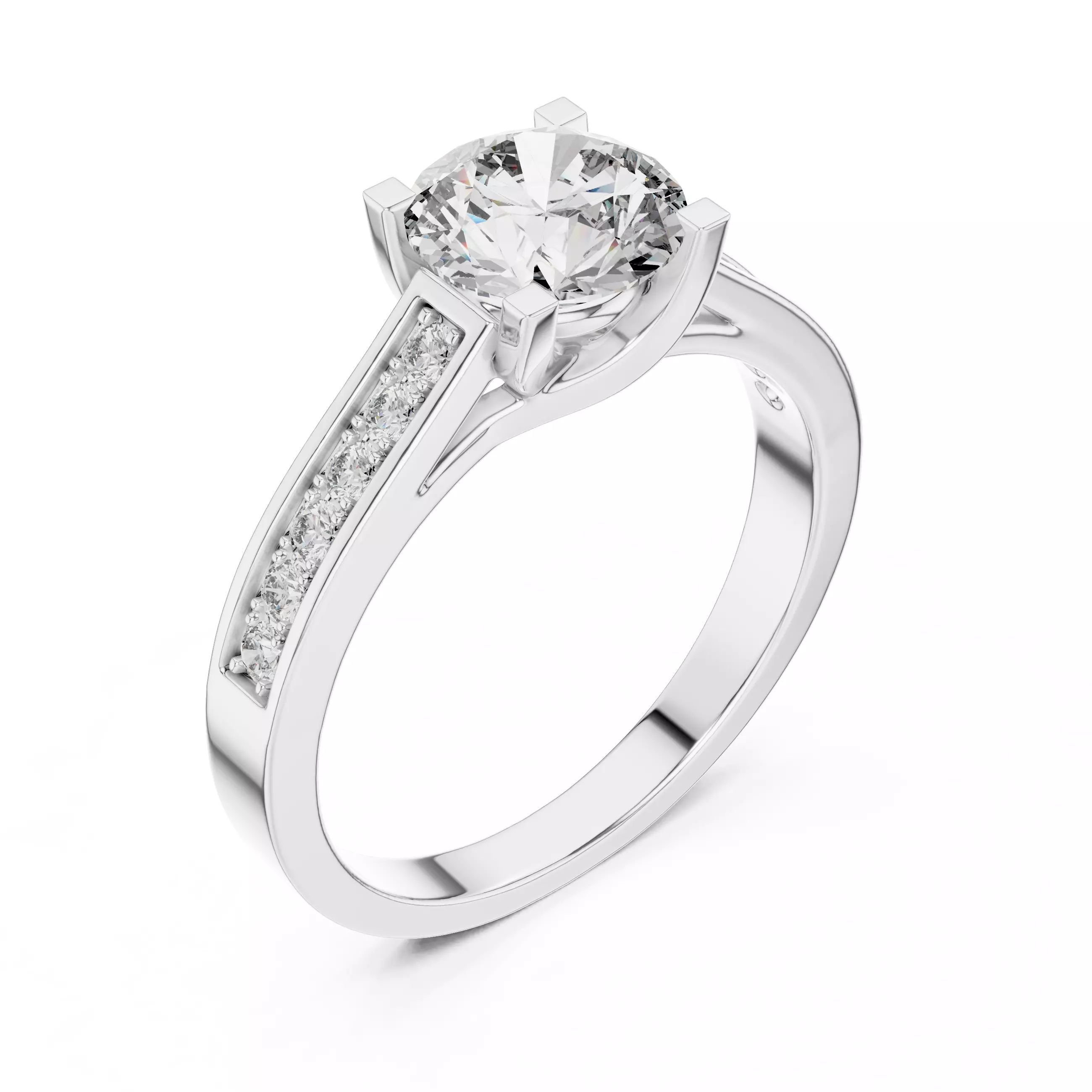 1CT Round Cut Diamond Engagement Wedding Ring 3DM STL Video 3D print model_10