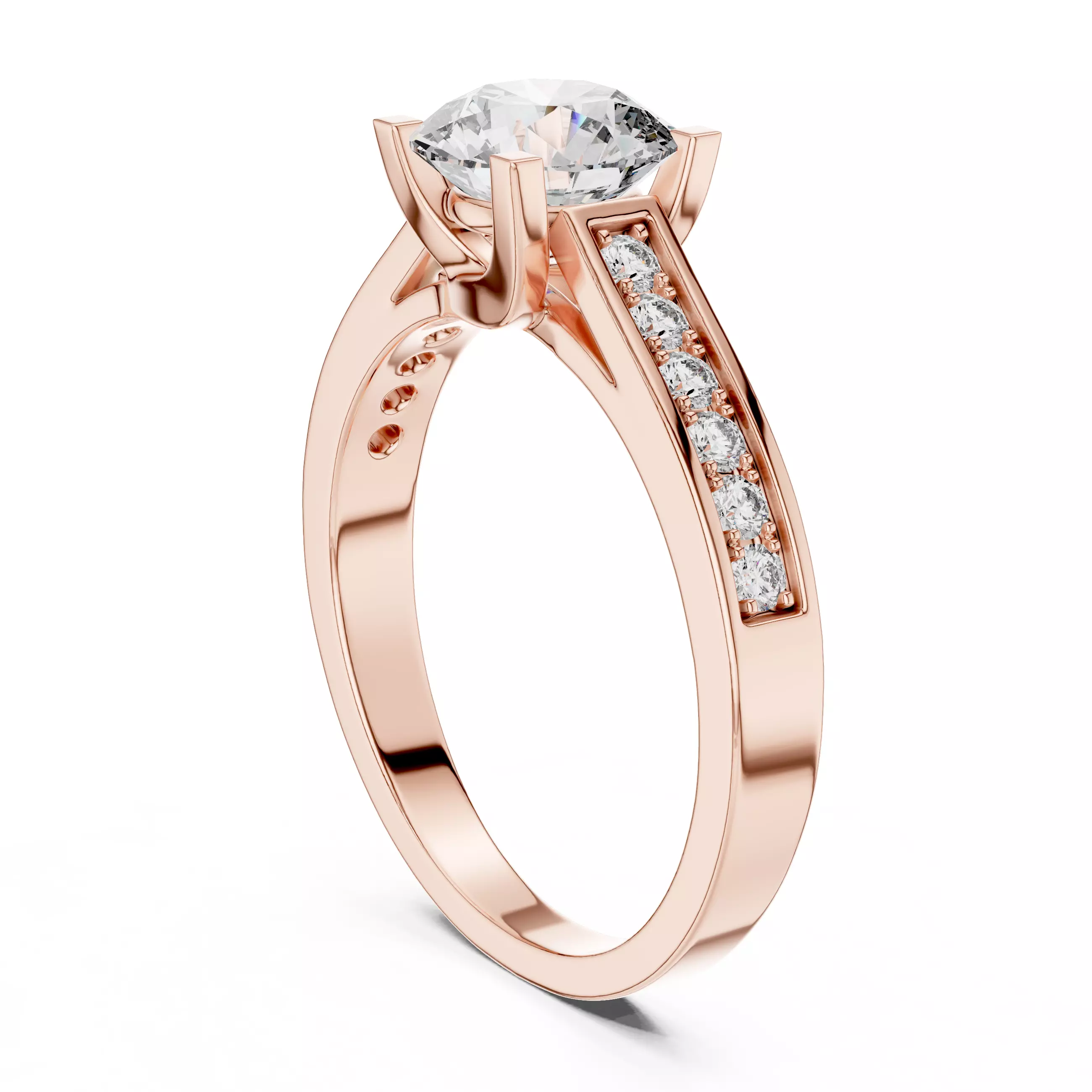 1CT Round Cut Diamond Engagement Wedding Ring 3DM STL Video 3D print model_3