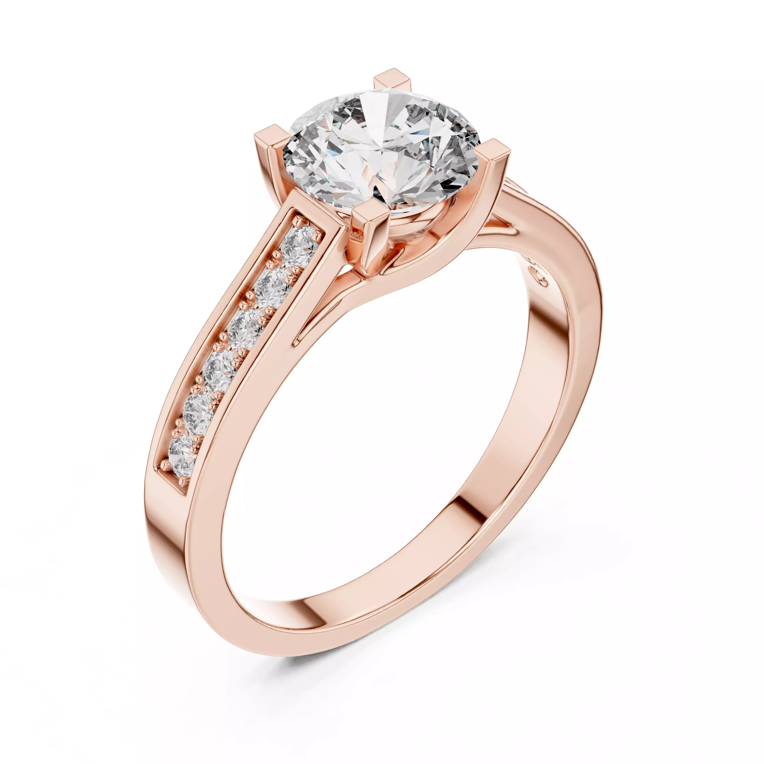 1CT Round Cut Diamond Engagement Wedding Ring 3DM STL Video 3D print model_4