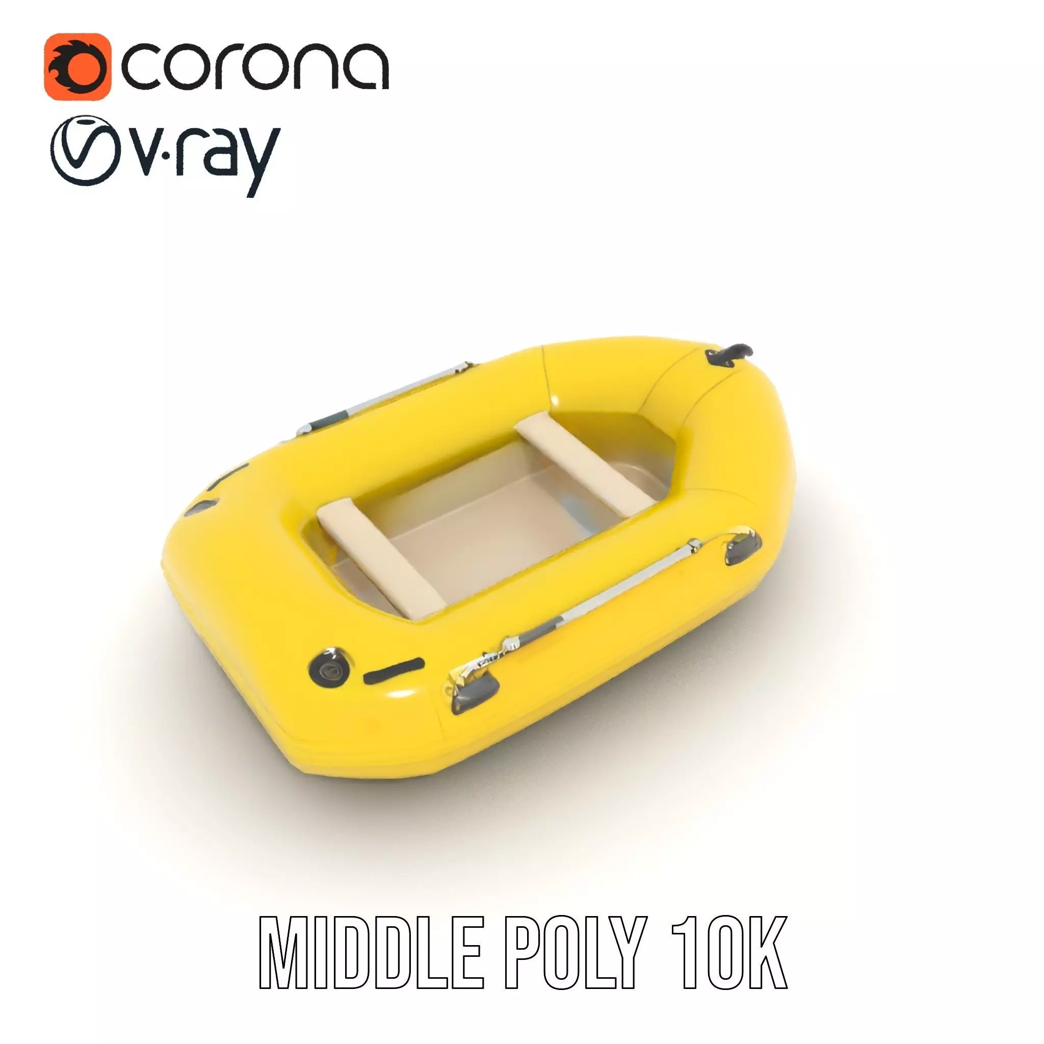 Yellow Inflatable Raft model pack Low-poly 3D model_15
