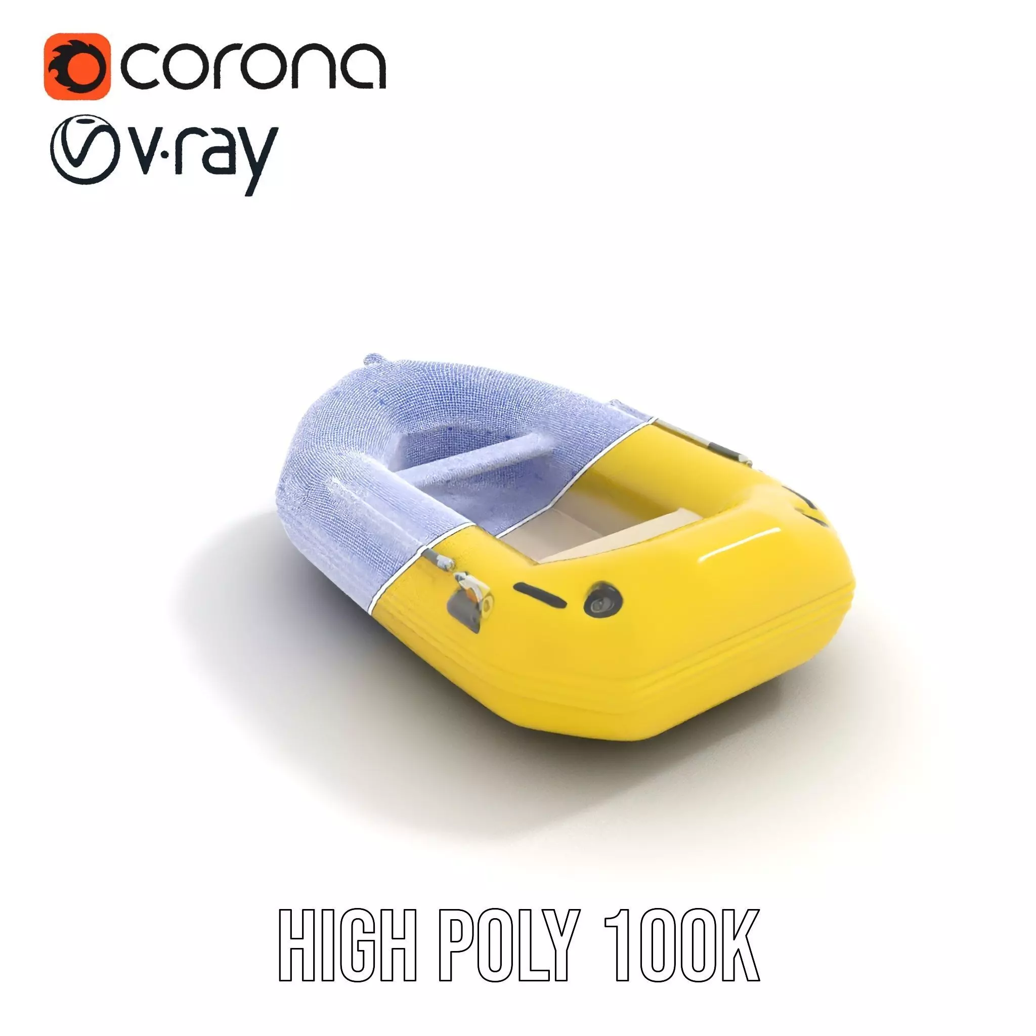 Yellow Inflatable Raft model pack Low-poly 3D model_31