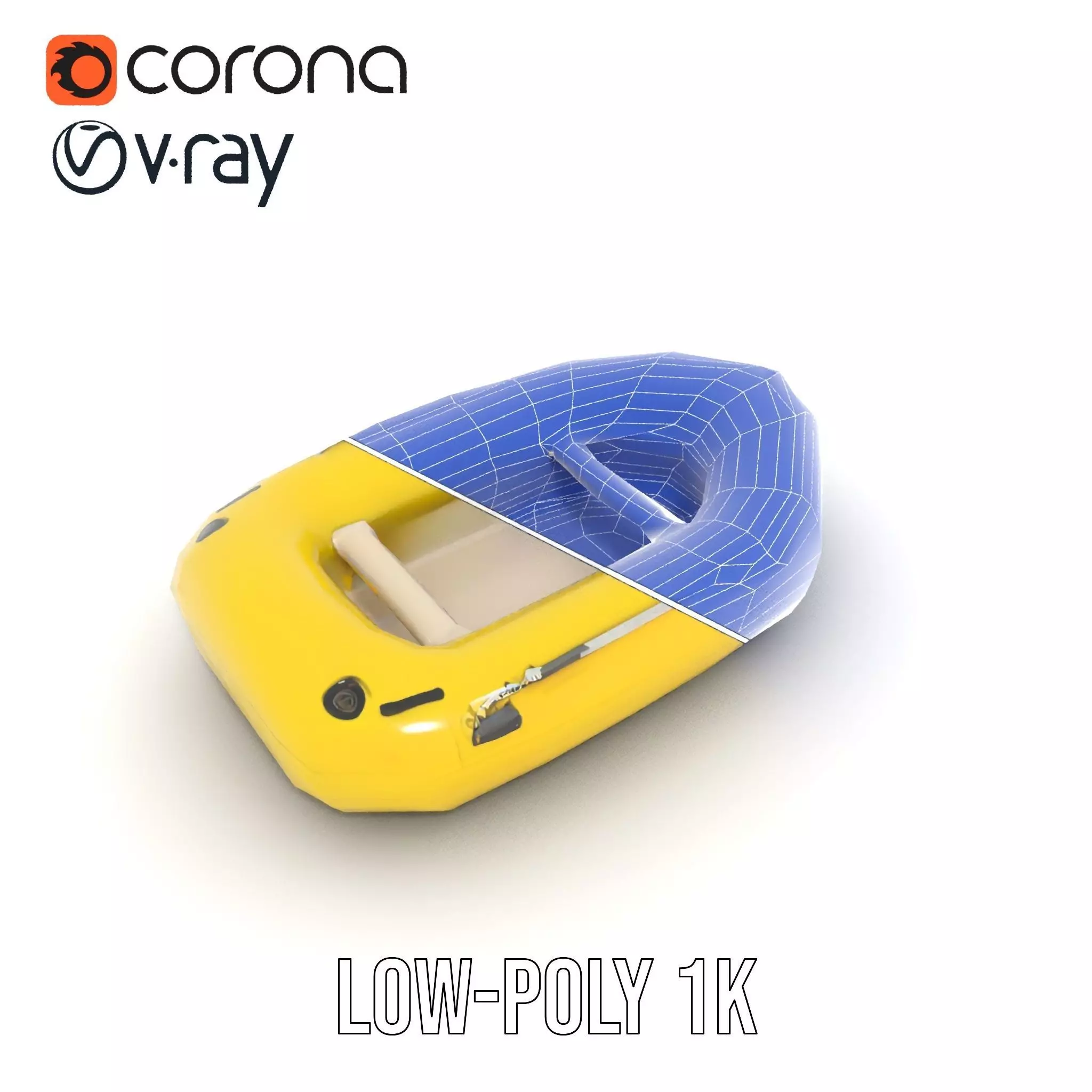 Yellow Inflatable Raft model pack Low-poly 3D model_30