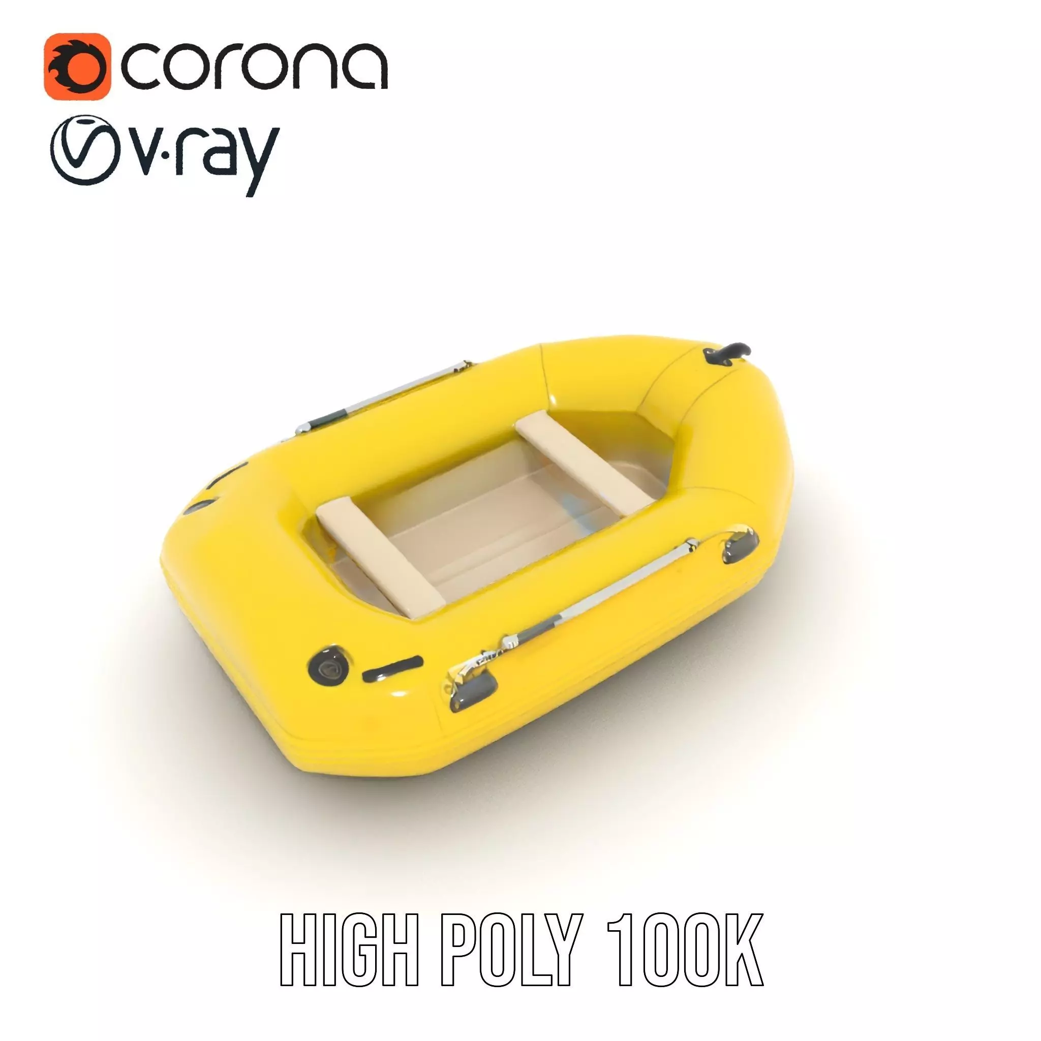 Yellow Inflatable Raft model pack Low-poly 3D model_20