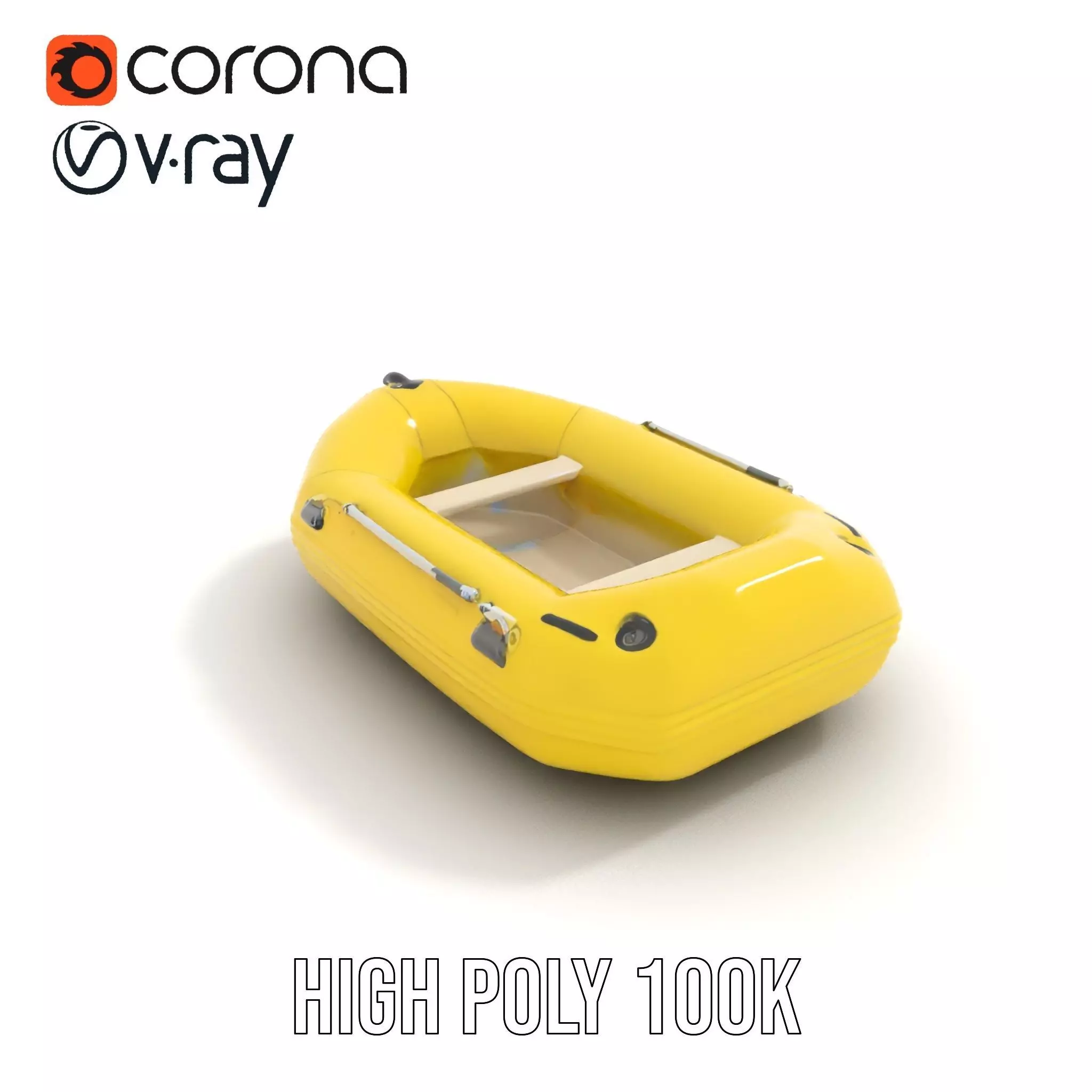 Yellow Inflatable Raft model pack Low-poly 3D model_17