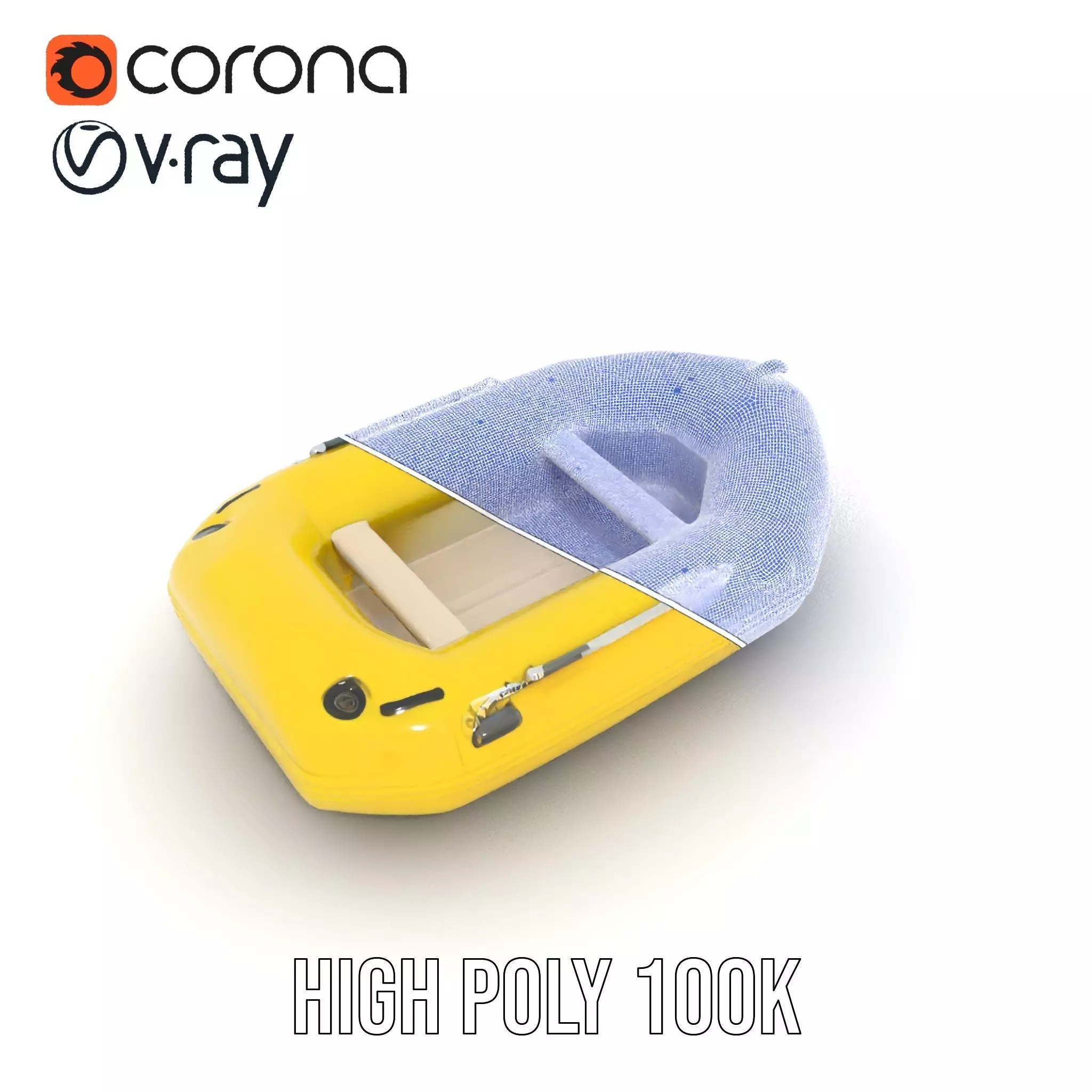 Yellow Inflatable Raft model pack Low-poly 3D model_23