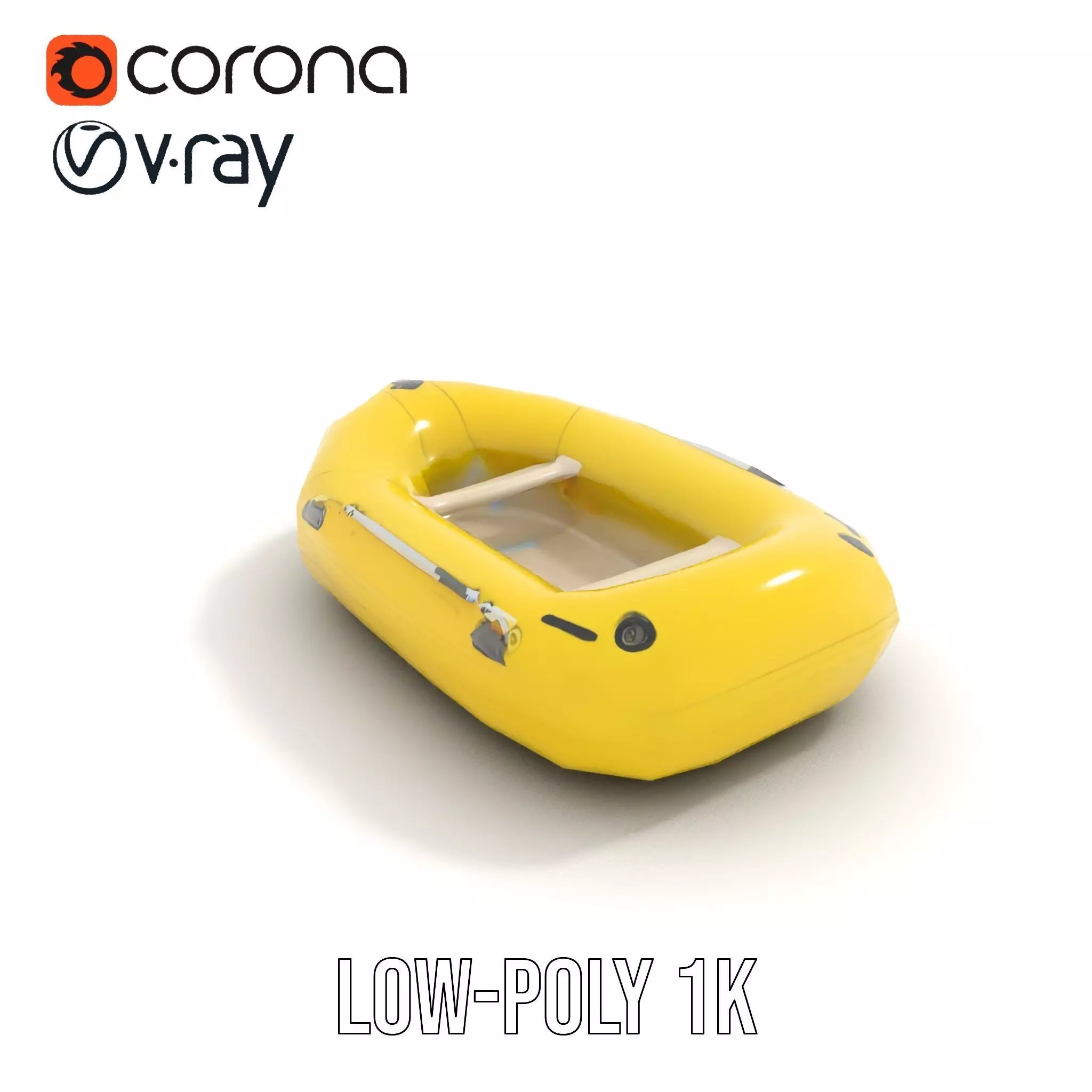 Yellow Inflatable Raft model pack Low-poly 3D model_11