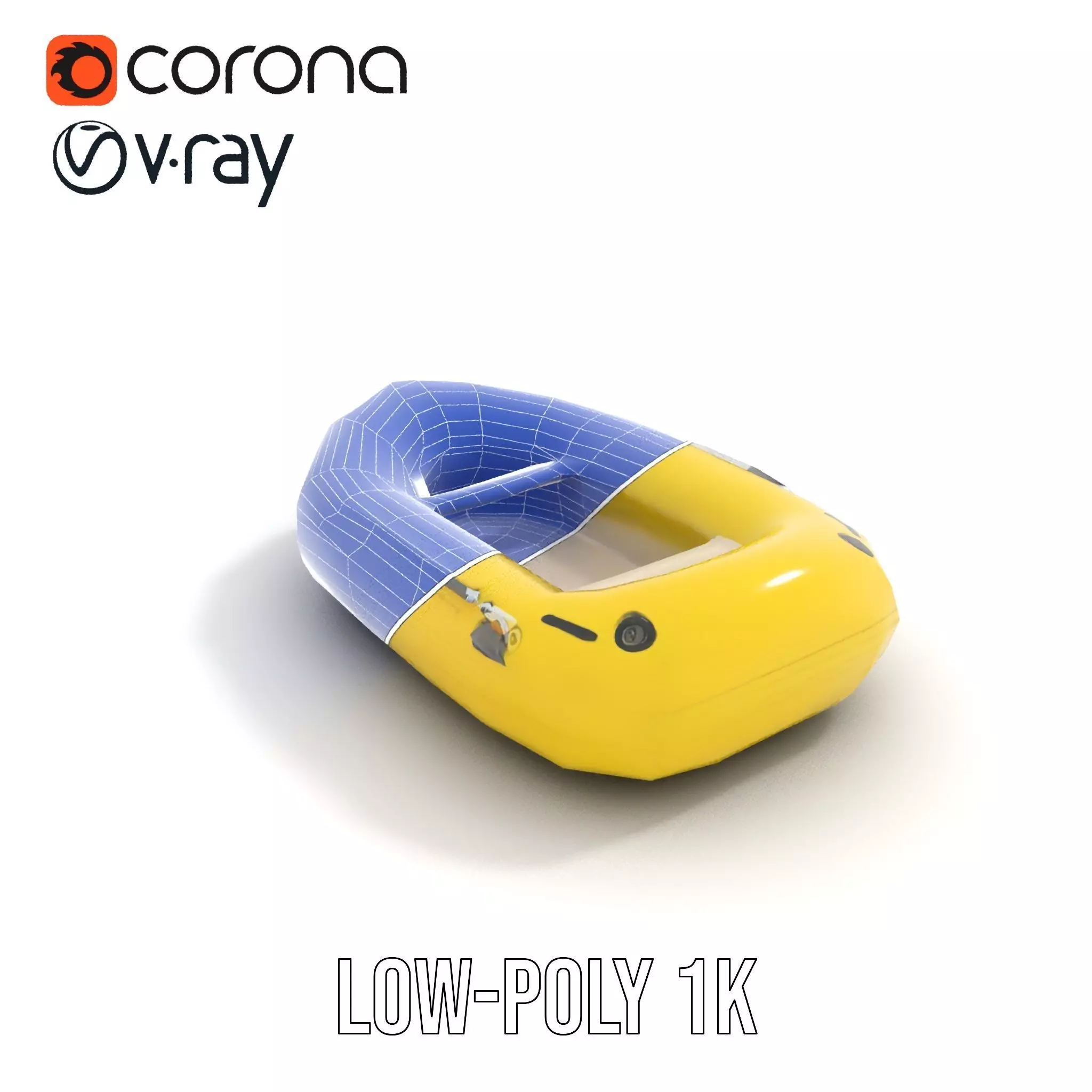 Yellow Inflatable Raft model pack Low-poly 3D model_22