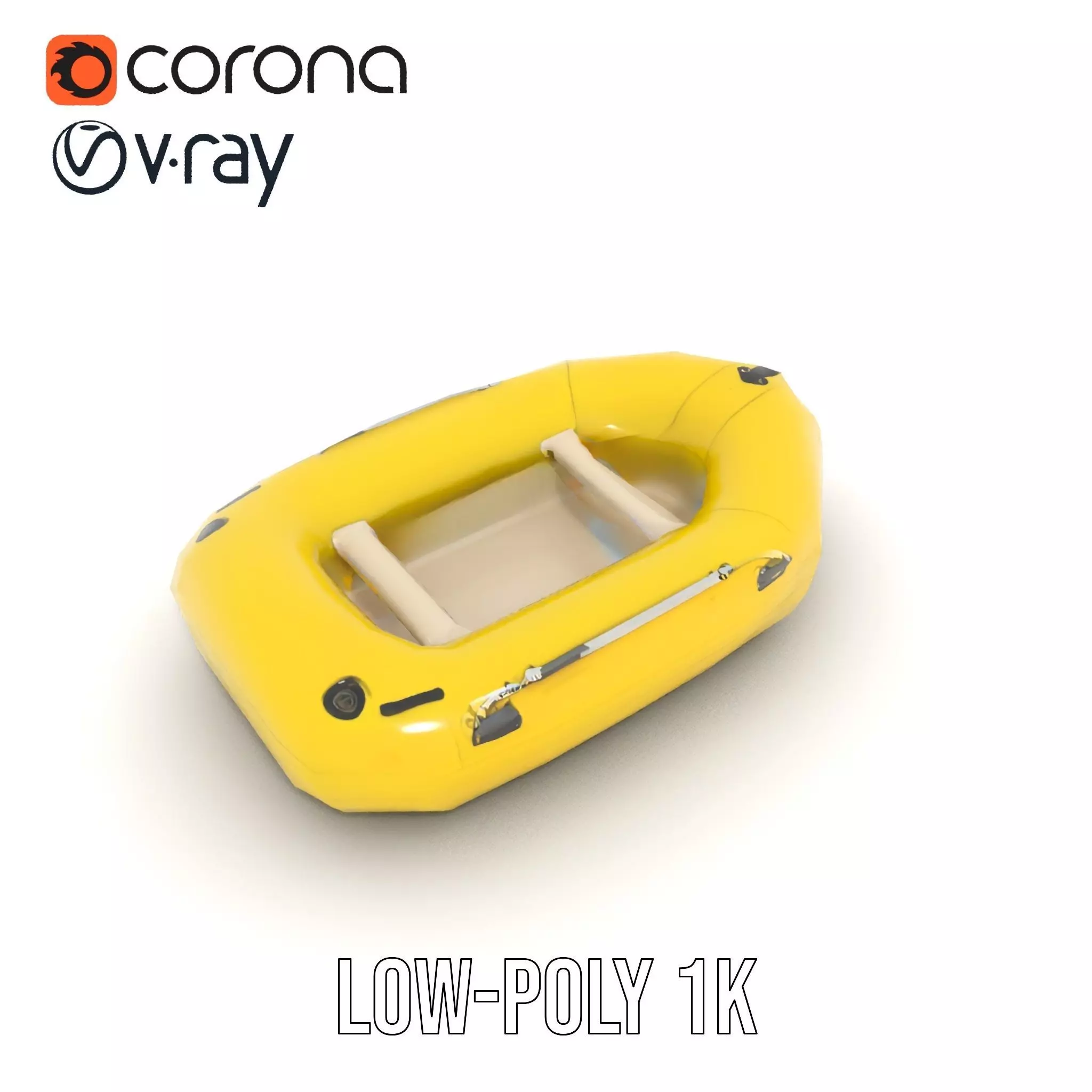 Yellow Inflatable Raft model pack Low-poly 3D model_16